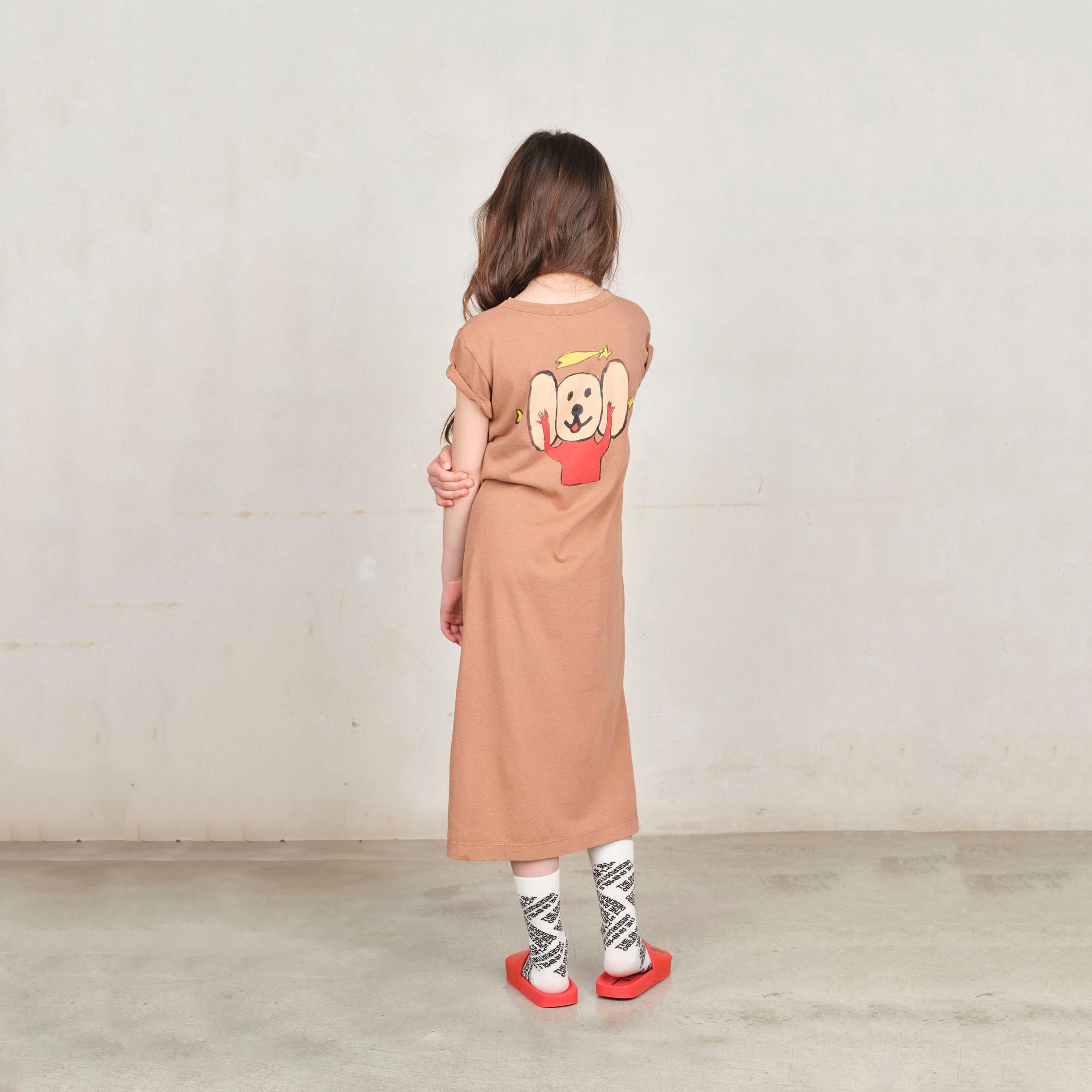 Girls Brown Logo Cotton Dress