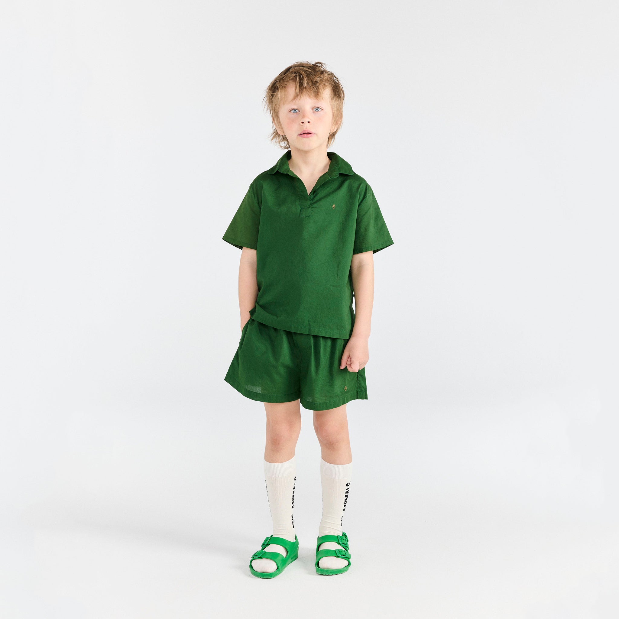 Boys & Girls Green Cotton Shorts