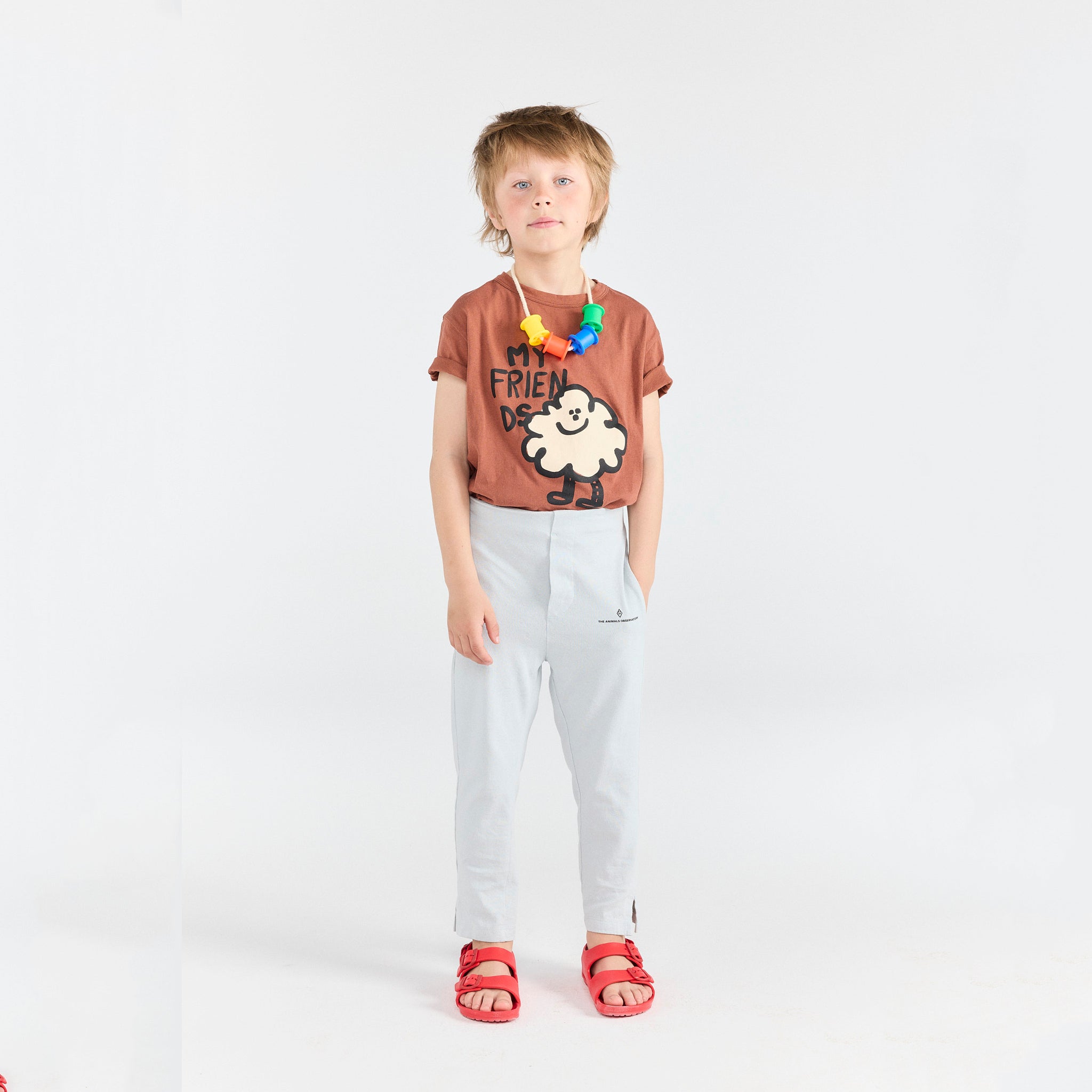 Boys & Girls Brown Printed Cotton T-Shirt