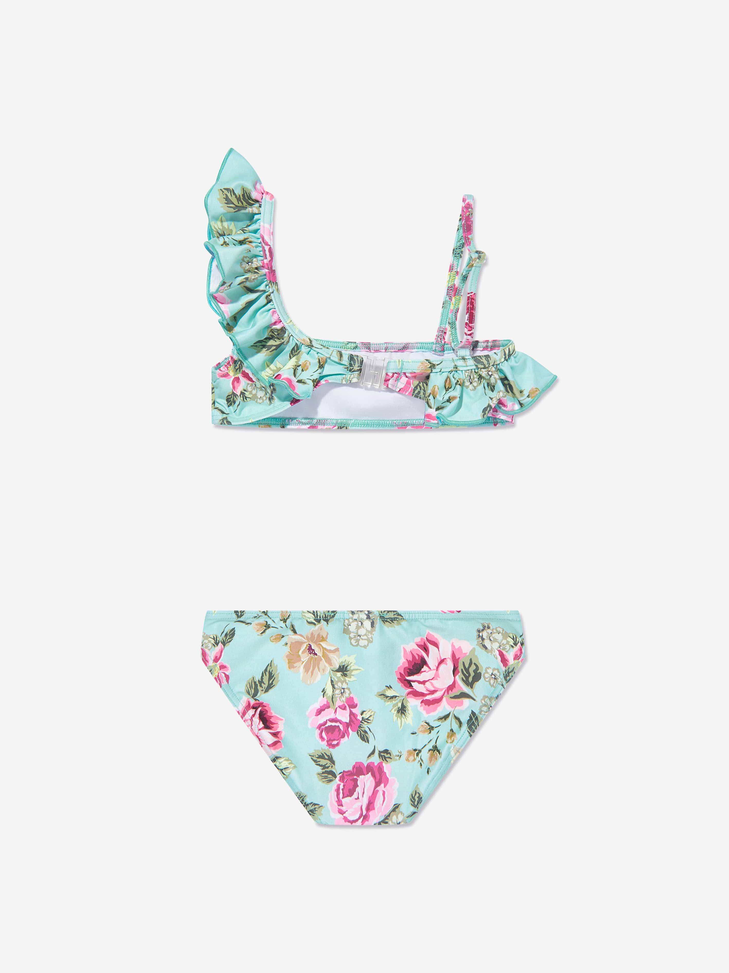 Selini Action Girls Floral And Checked Bikini in Multicolour