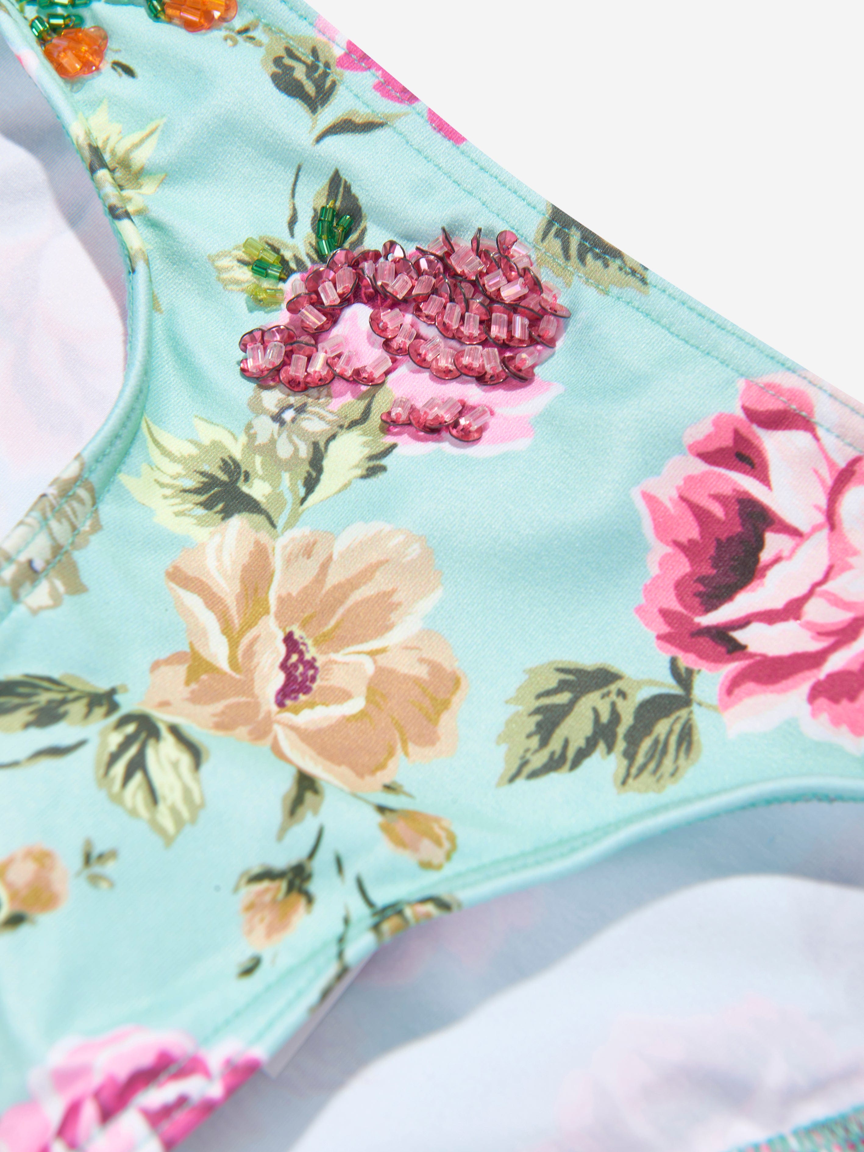Selini Action Girls Floral And Checked Bikini in Multicolour