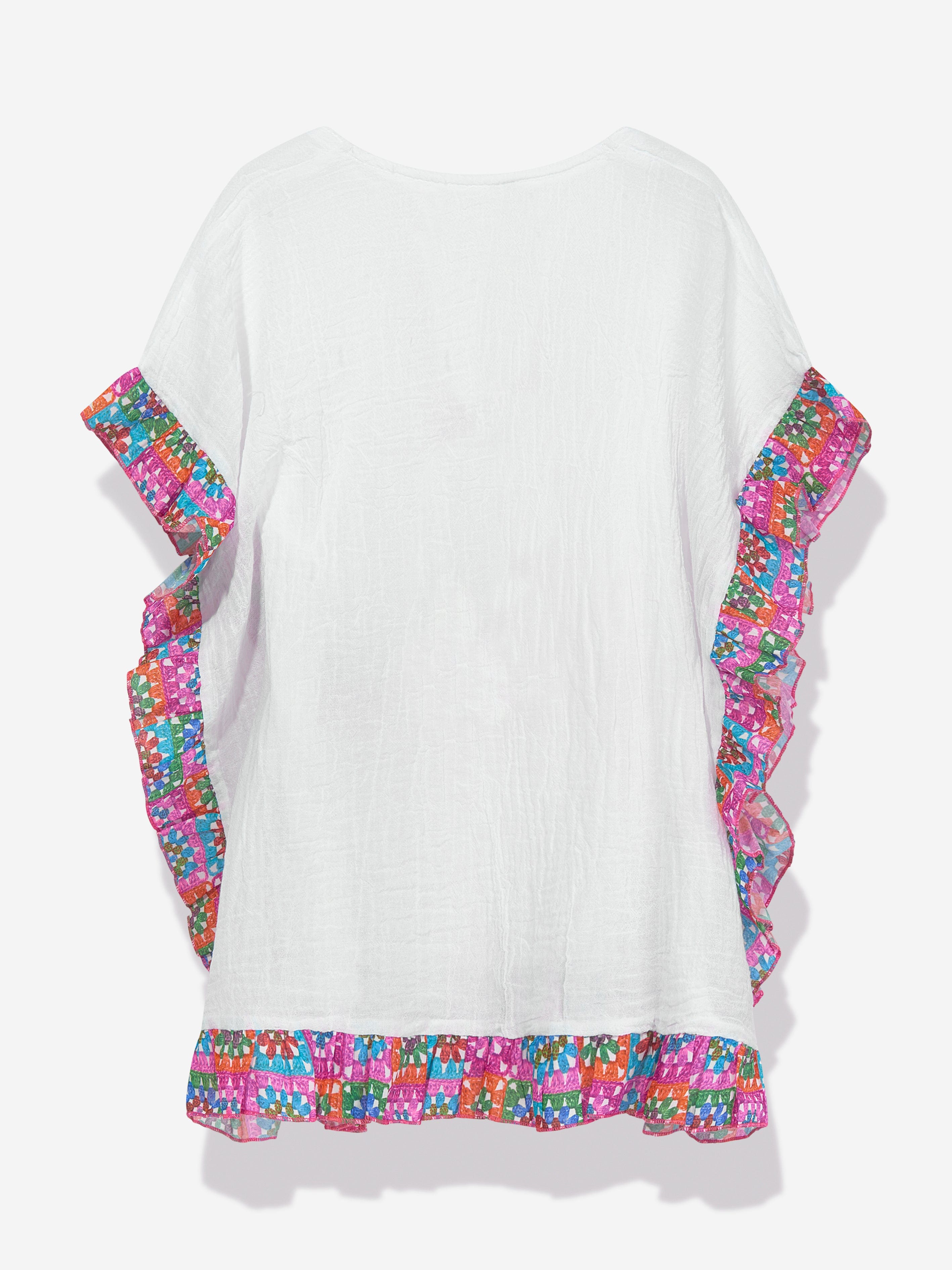 Selini Action Girls Cotton Kaftan in White
