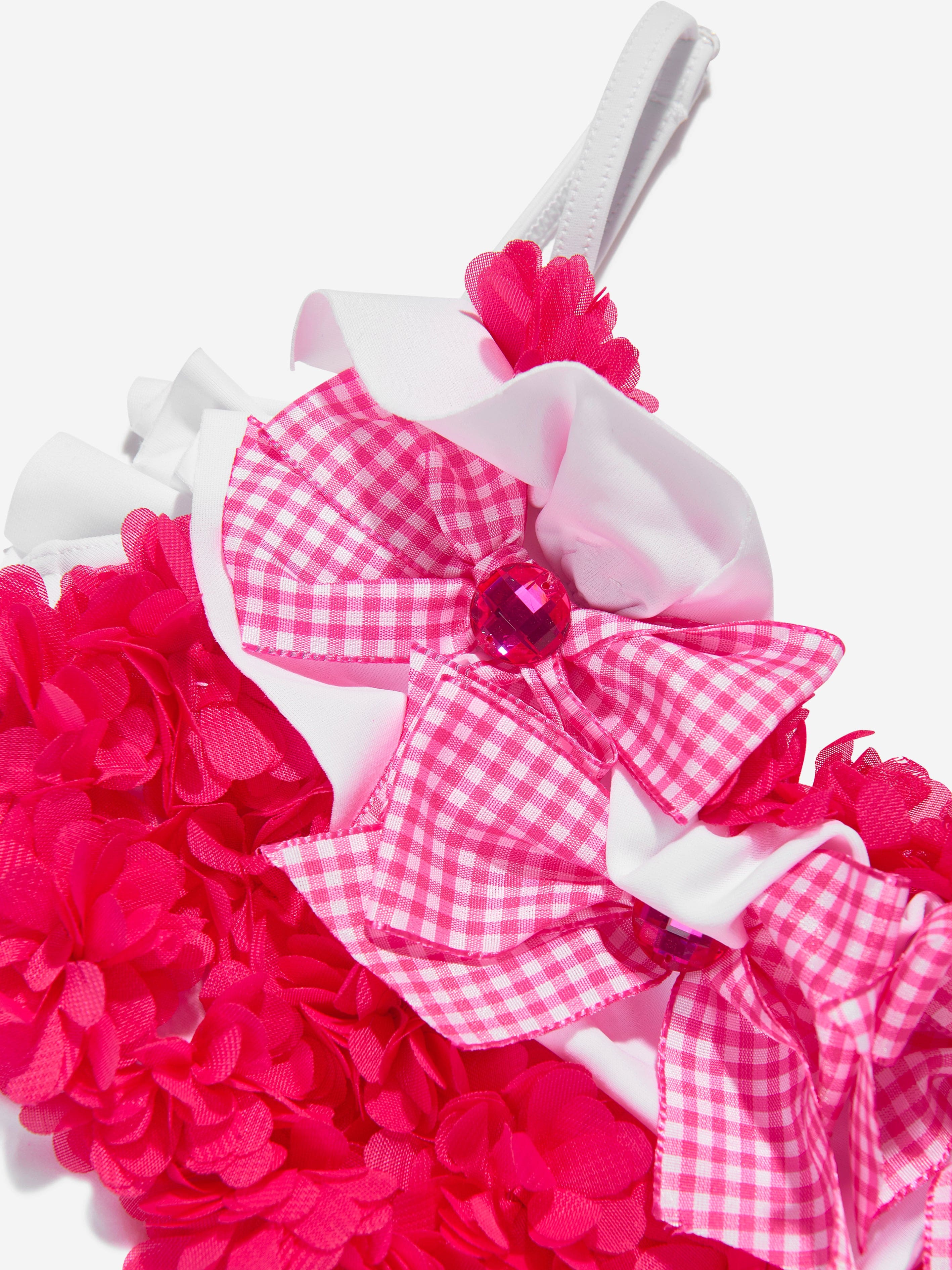 Selini Action Girls Flower and Bow Swimsuit in White