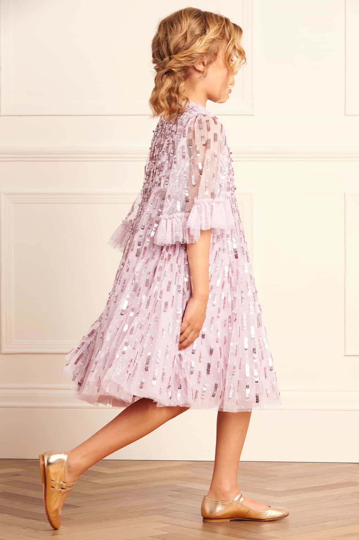 Needle & Thread Girls Sequin Dash Dress in Purple