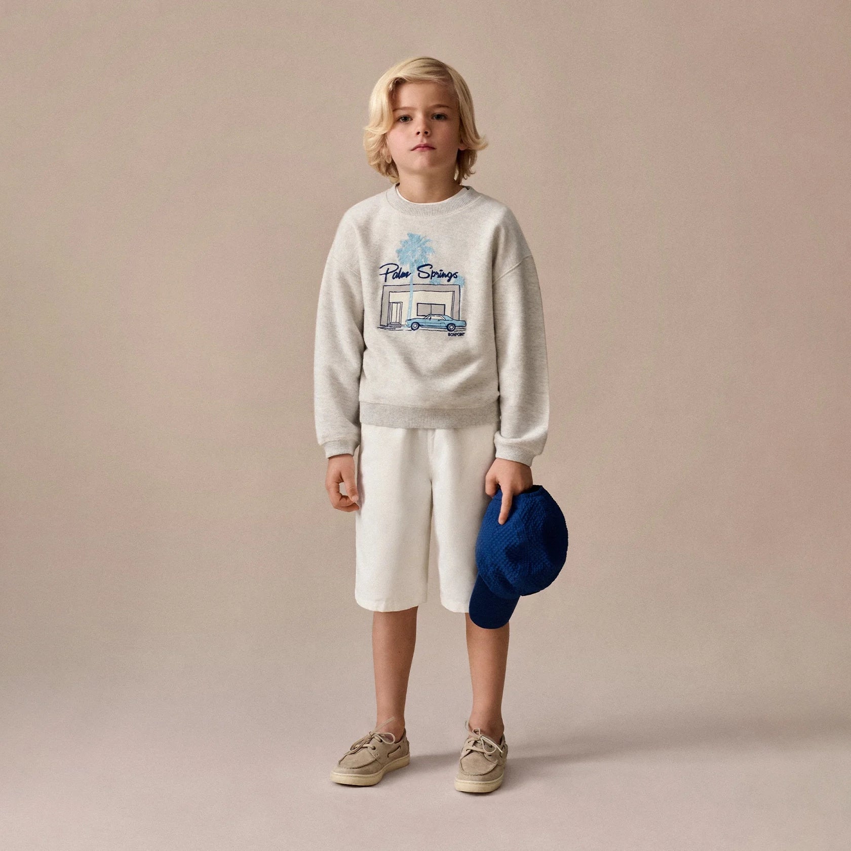 Boys Grey Embroidered Cotton Sweatshirt