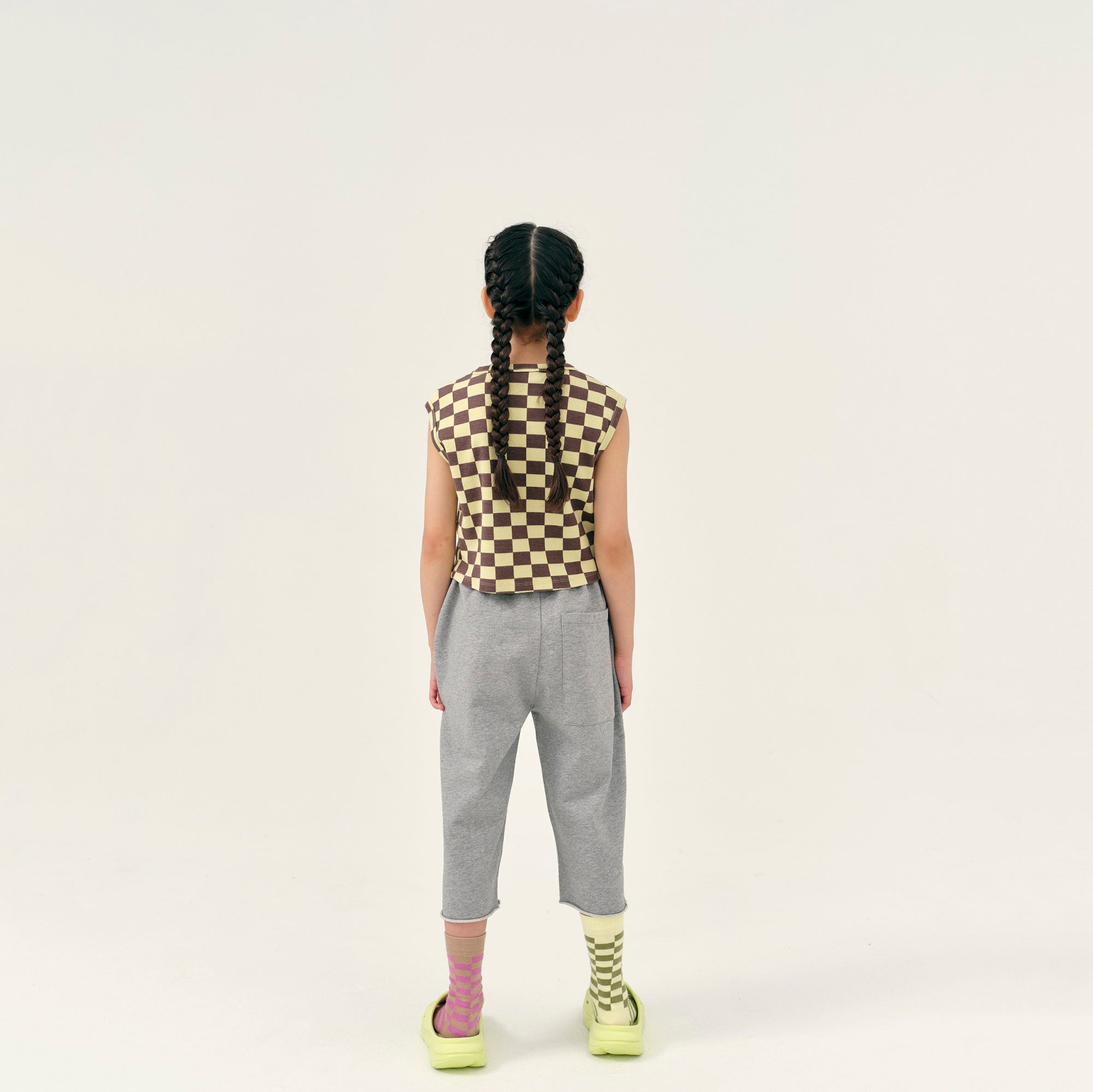 Boys & Girls Yellow Check Cotton Vest