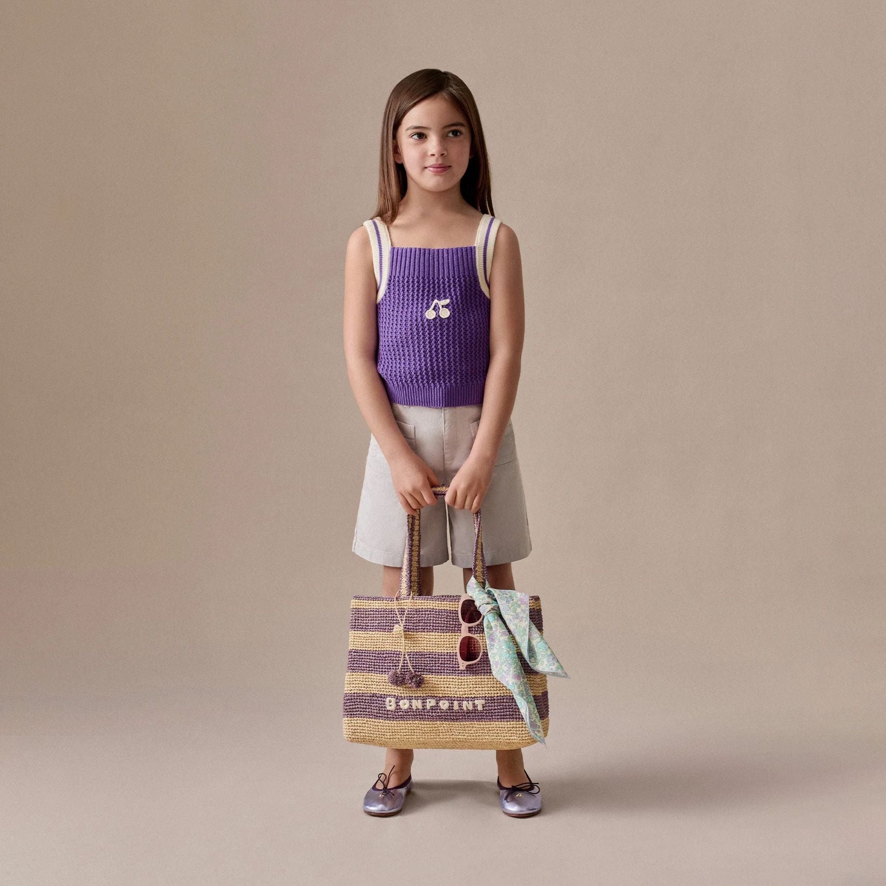 Girls Violet Cotton Knit Vest
