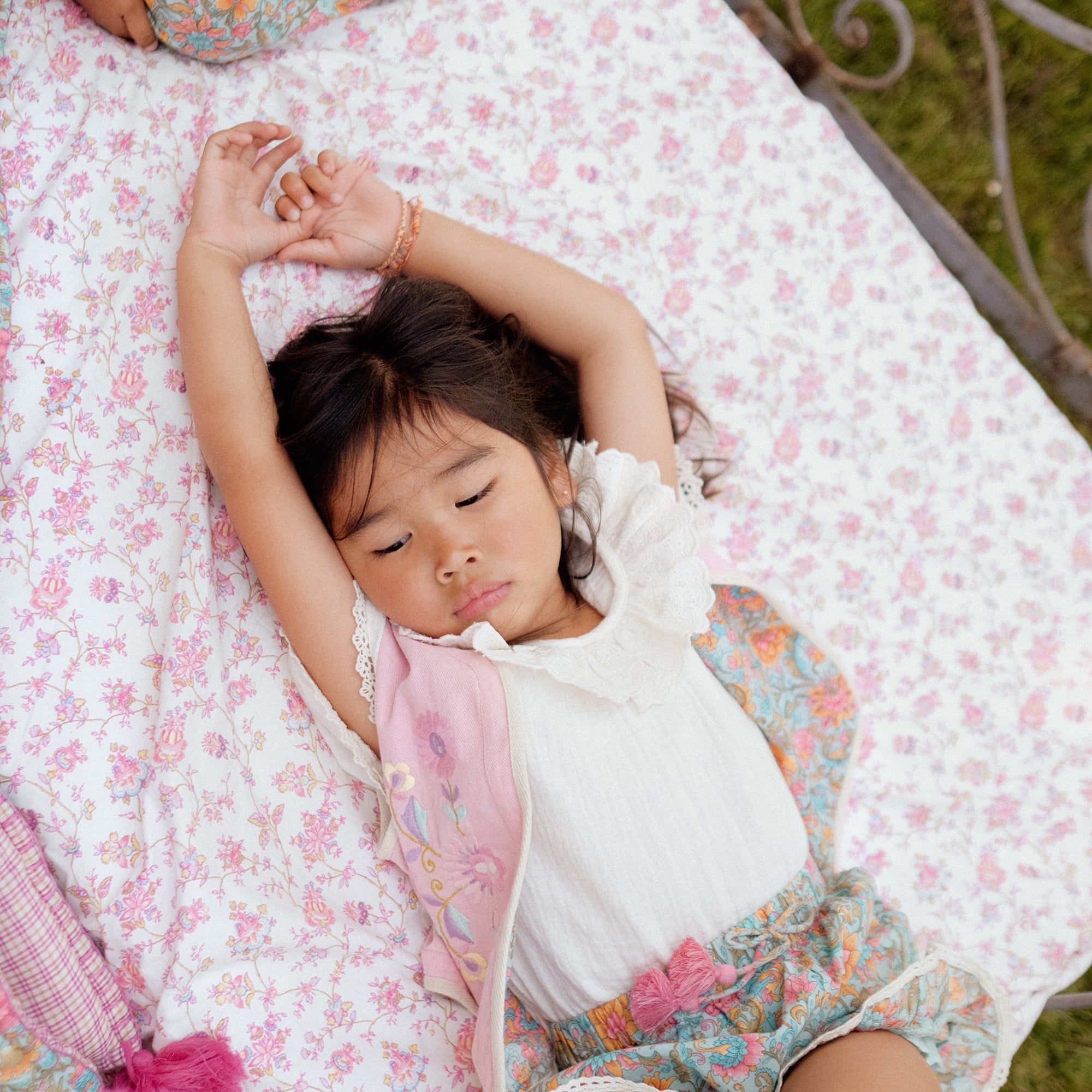 Girls Pink Embroidered Reversible Gilet
