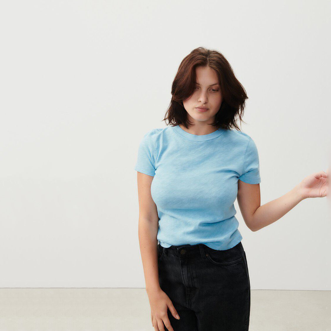 Women Light Blue Cotton T-Shirt