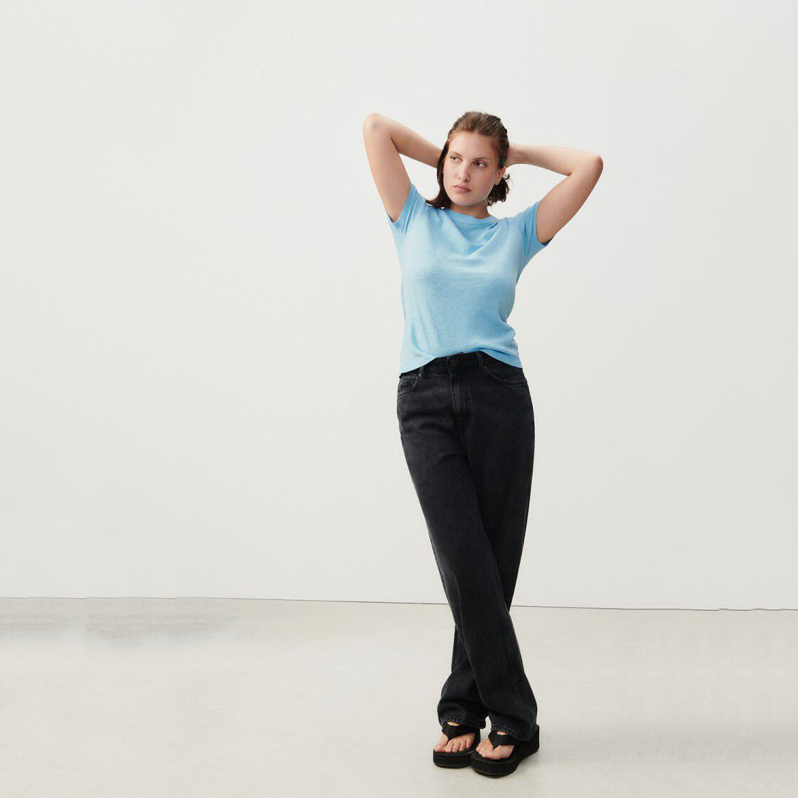 Women Light Blue Cotton T-Shirt