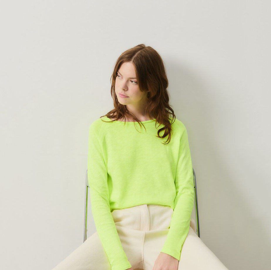 Women Fluo Green Cotton T-Shirt