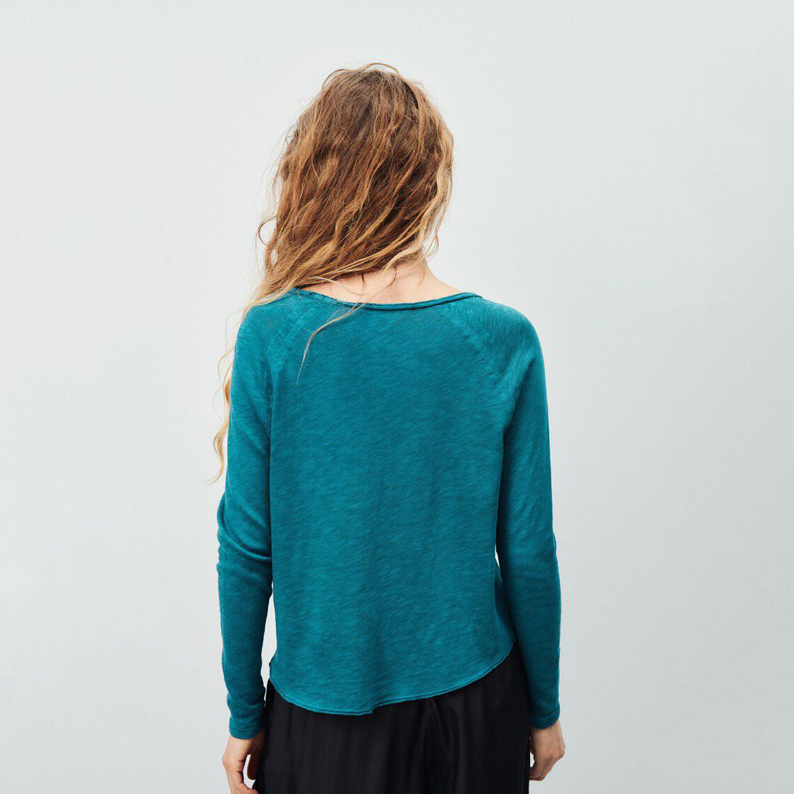 Women Peacock Blue Cotton T-Shirt