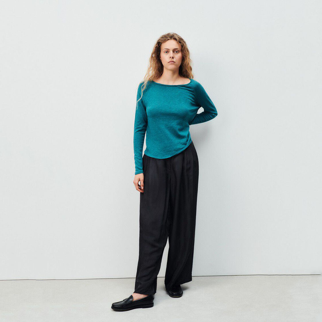 Women Peacock Blue Cotton T-Shirt