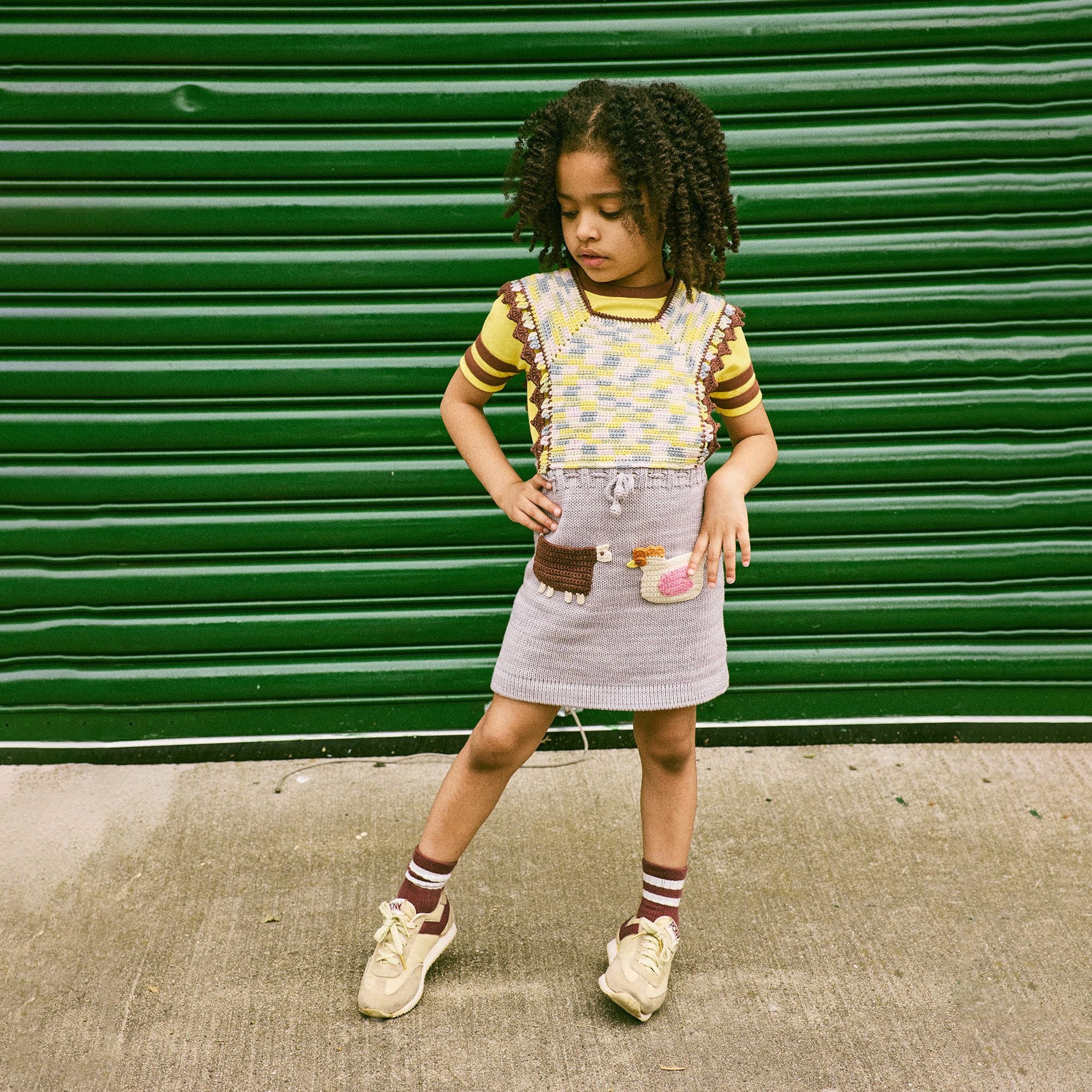 Girls Mist Purple Cotton Knit Dress