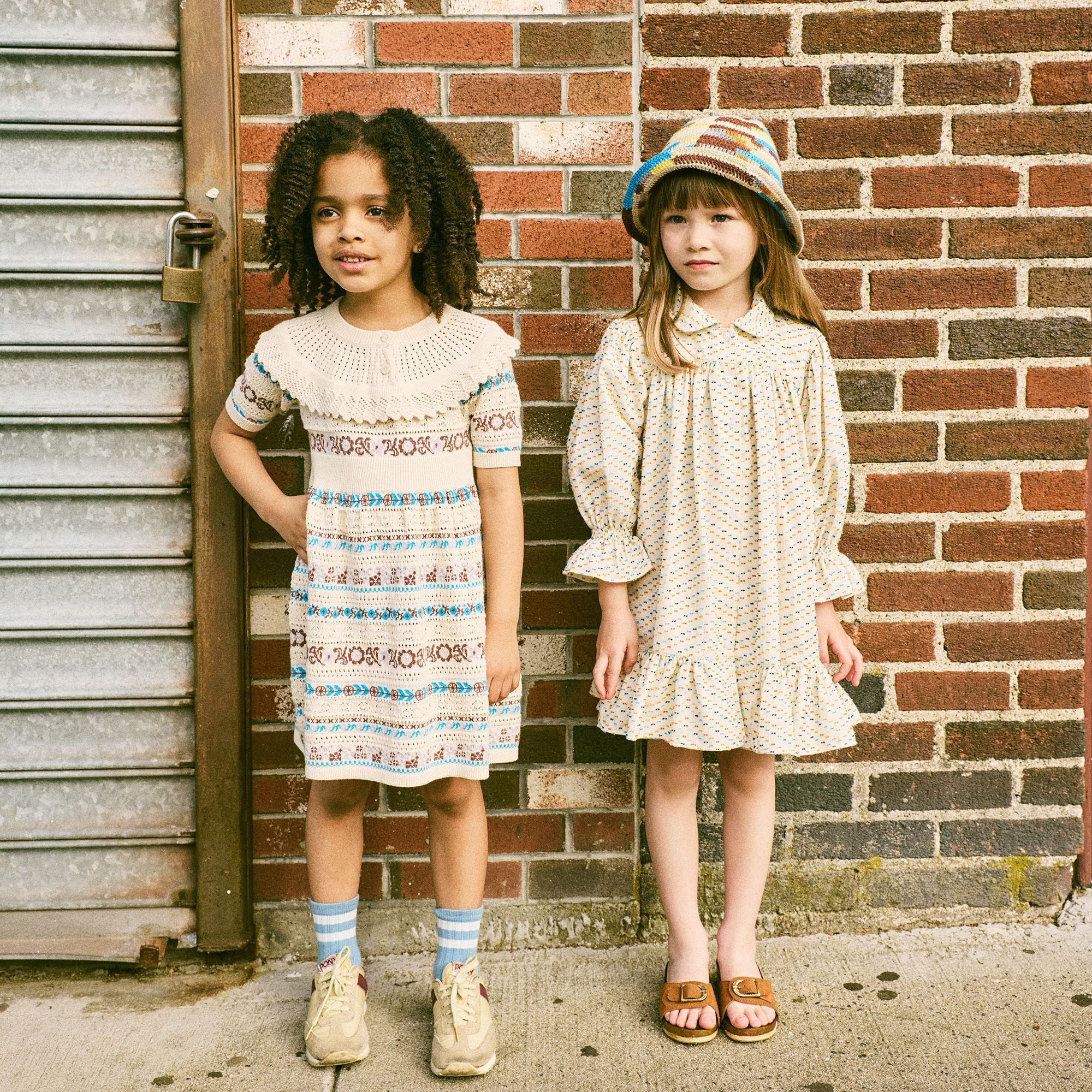 Girls White Sugar Printed Cotton Dress