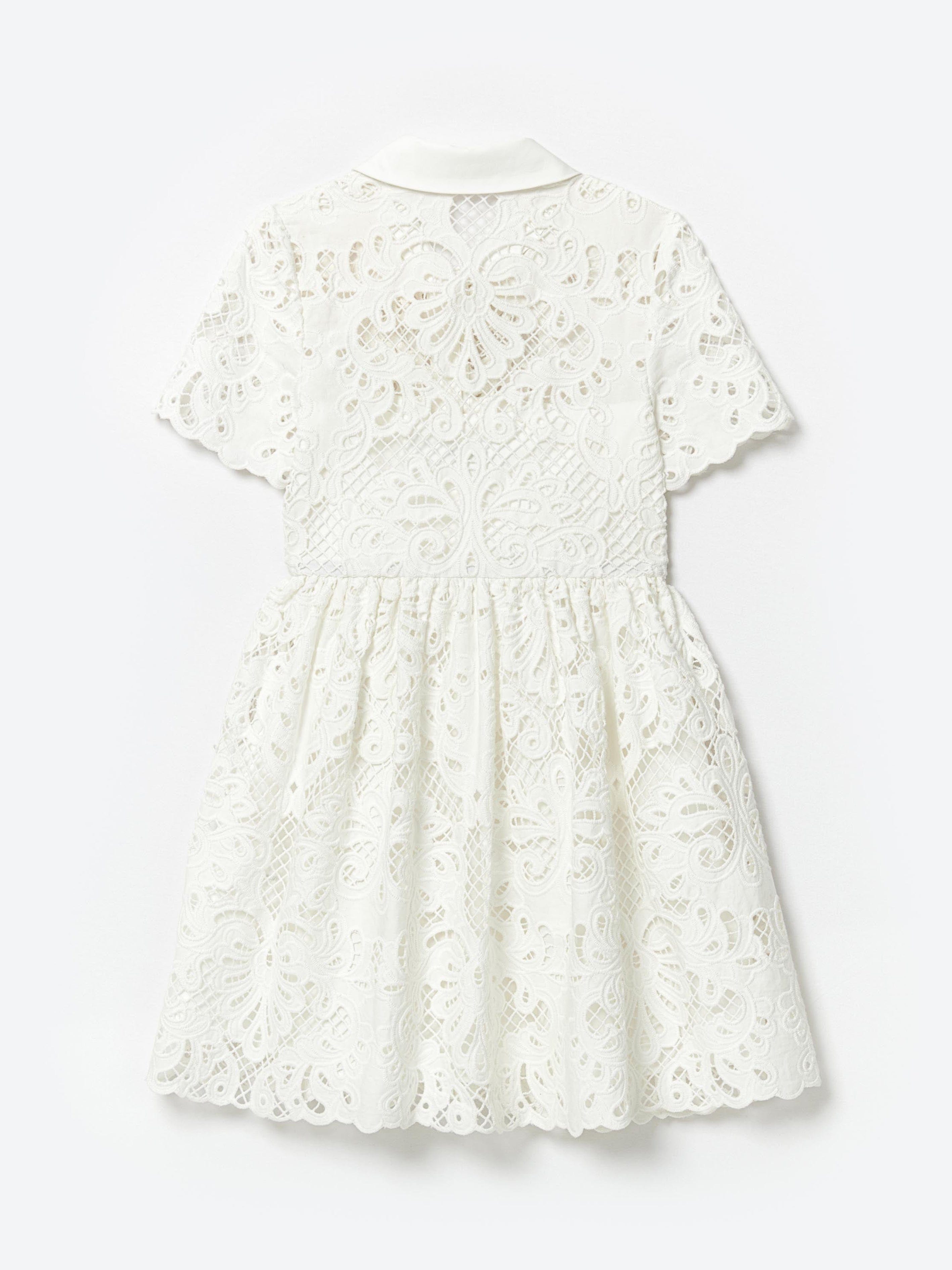 Self Portrait Girls Cotton Lace Mini Dress in White - 10/12Y Self Portrait Girls Cotton Lace Mini Dress in White - 10/12Y