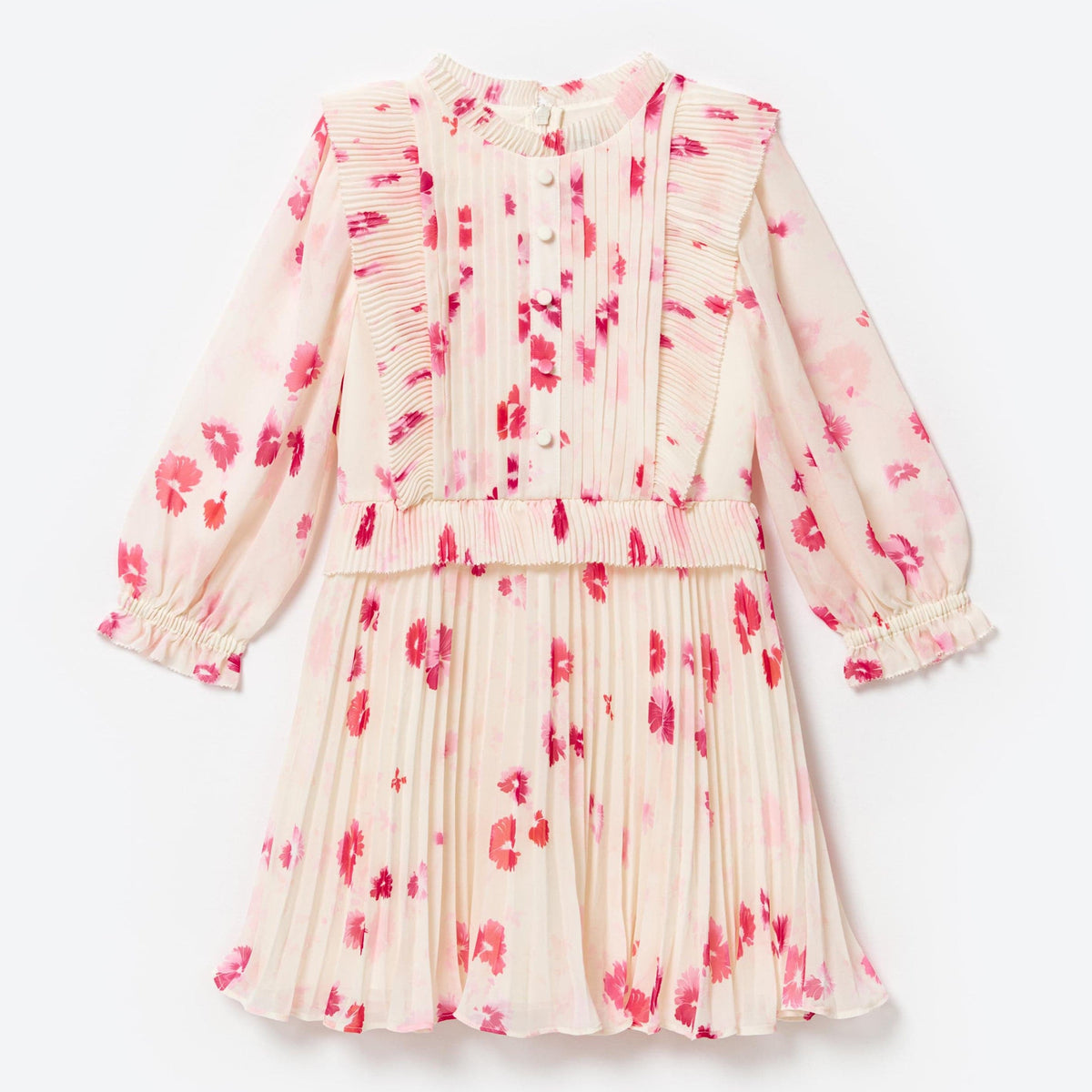 white christmas dresses Self Portrait Girls Floral Chiffon Mini Dress in Ivory