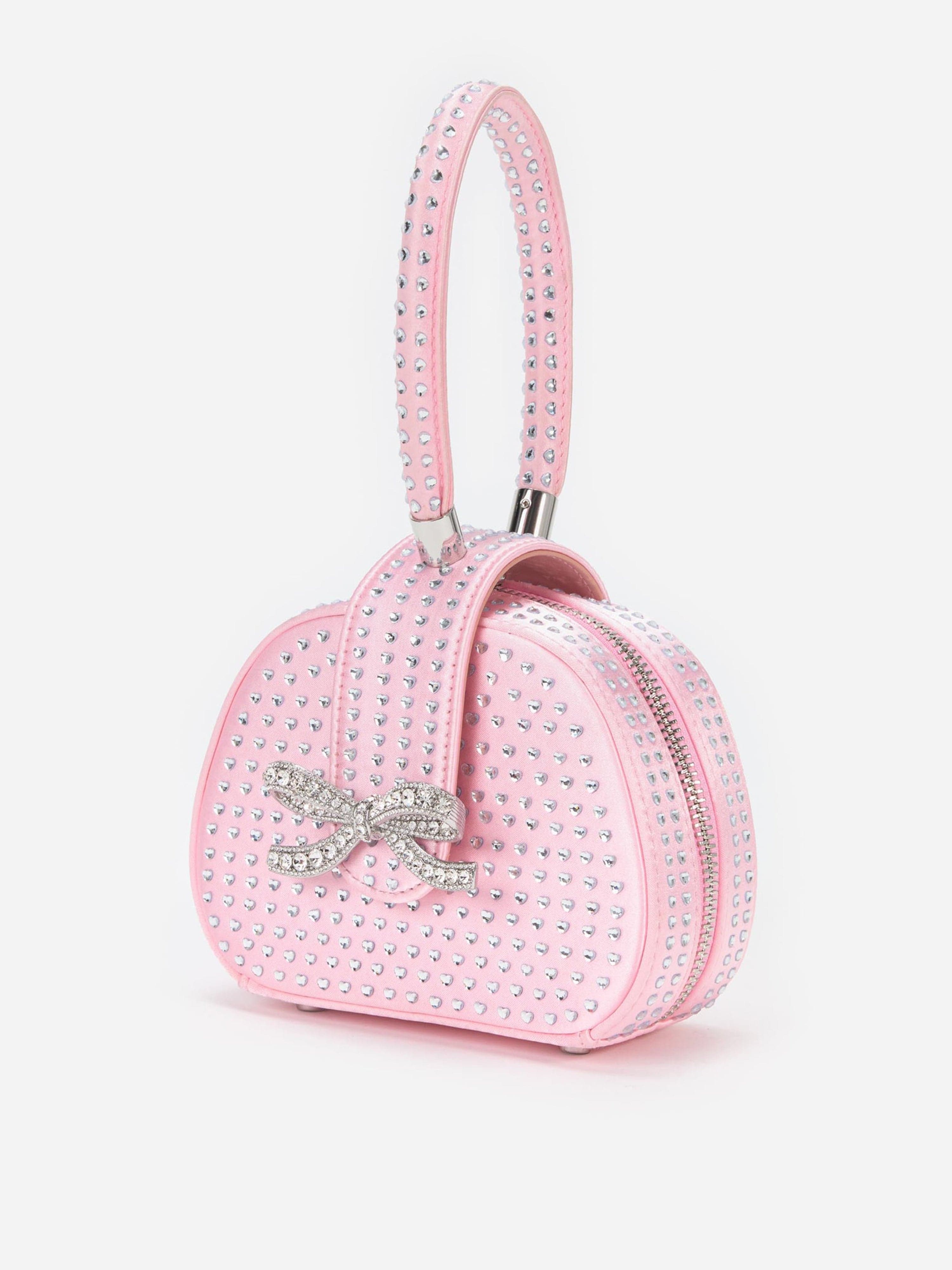 Girls Heart Rhinestone Bag in Pink (15cm)