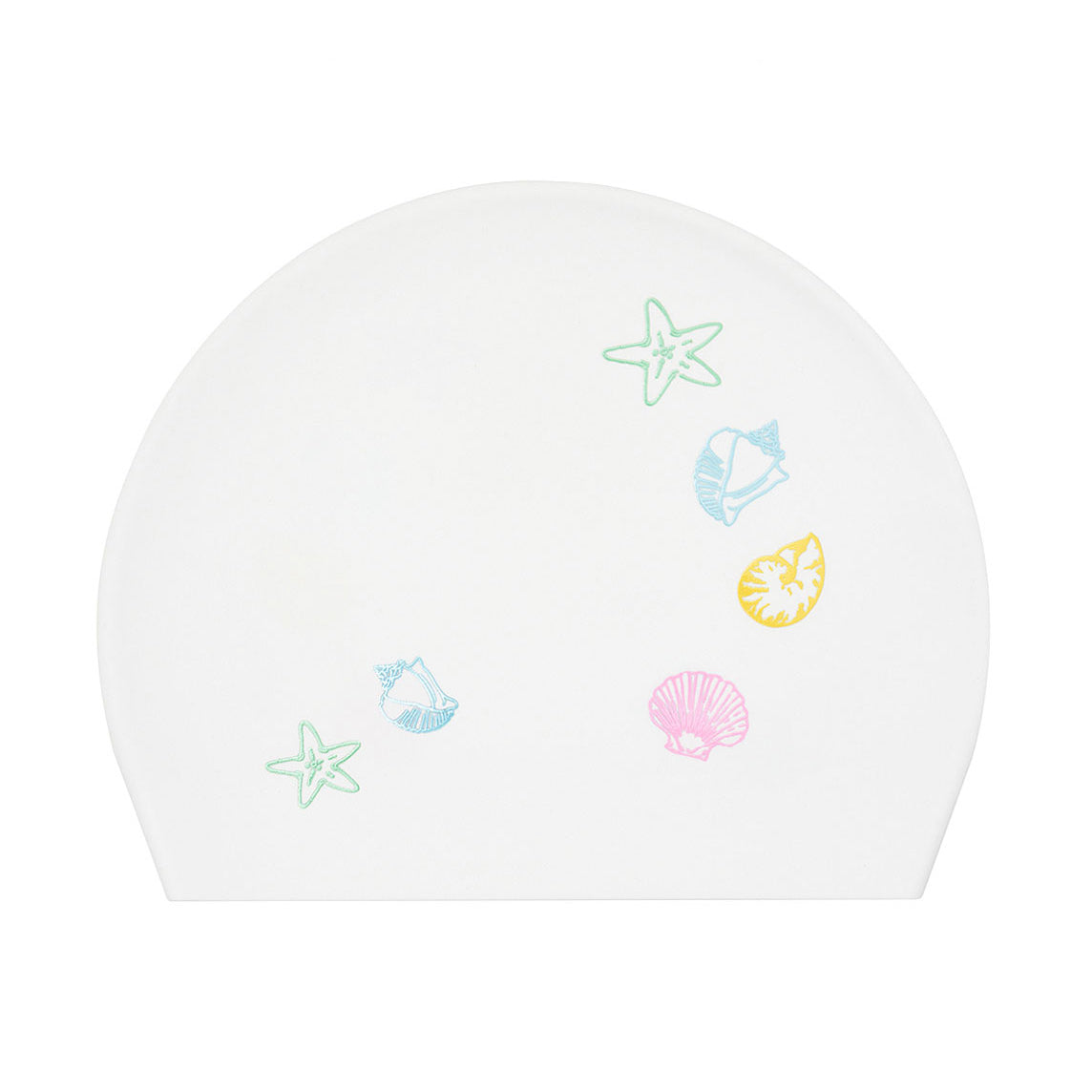 Adult White Printed Silicone Swim Cap
