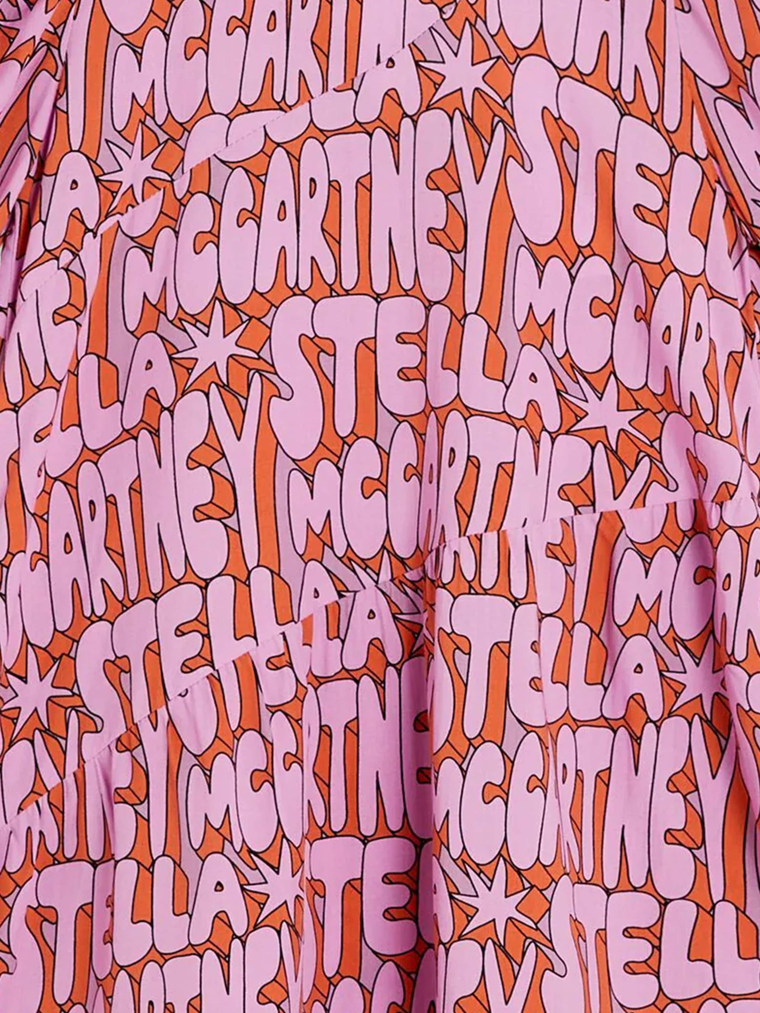 Stella McCartney Girls Woven Logo Dress in Pink