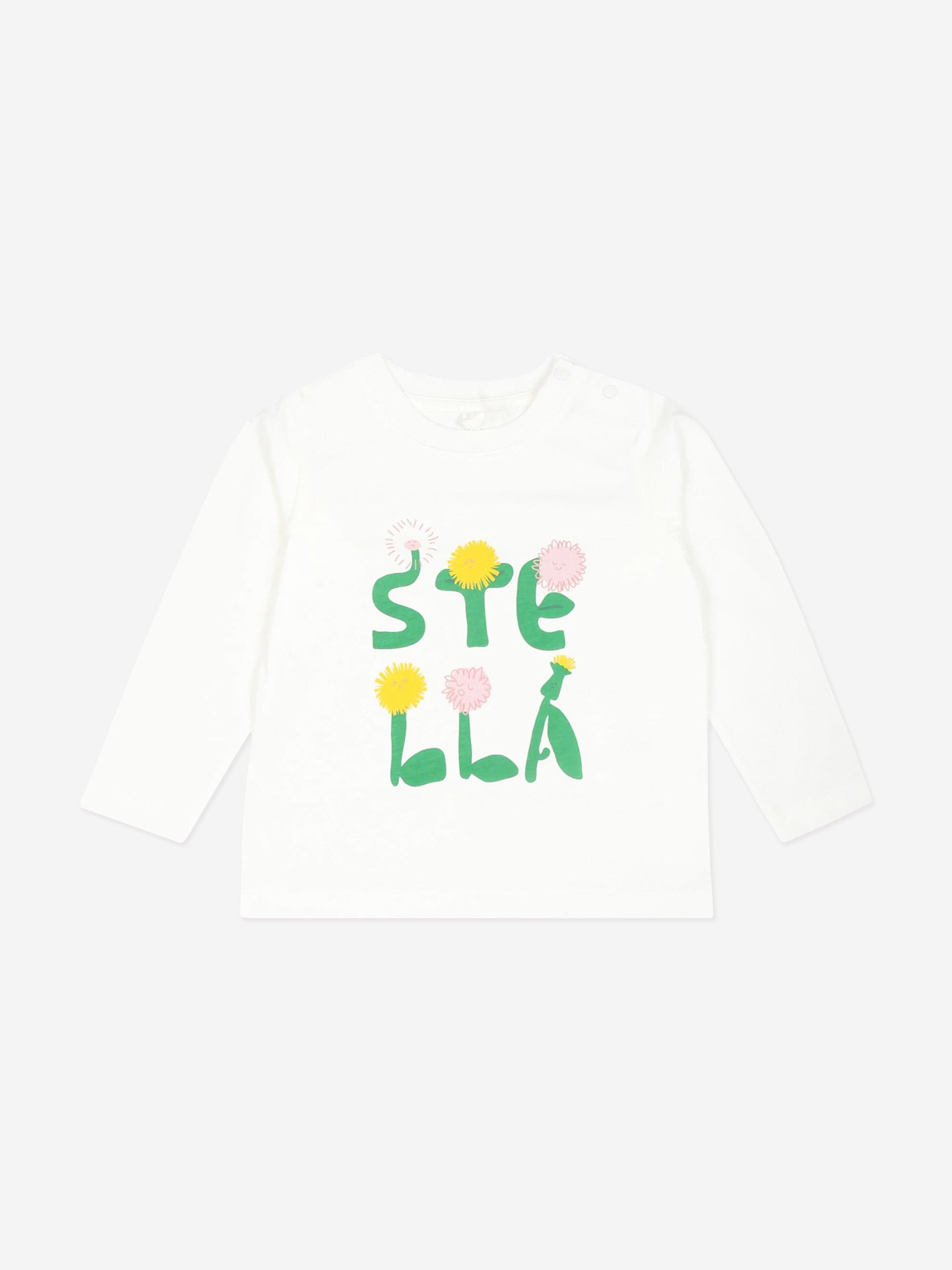 Stella McCartney Baby Girls Flower Logo T-Shirt in Ivory