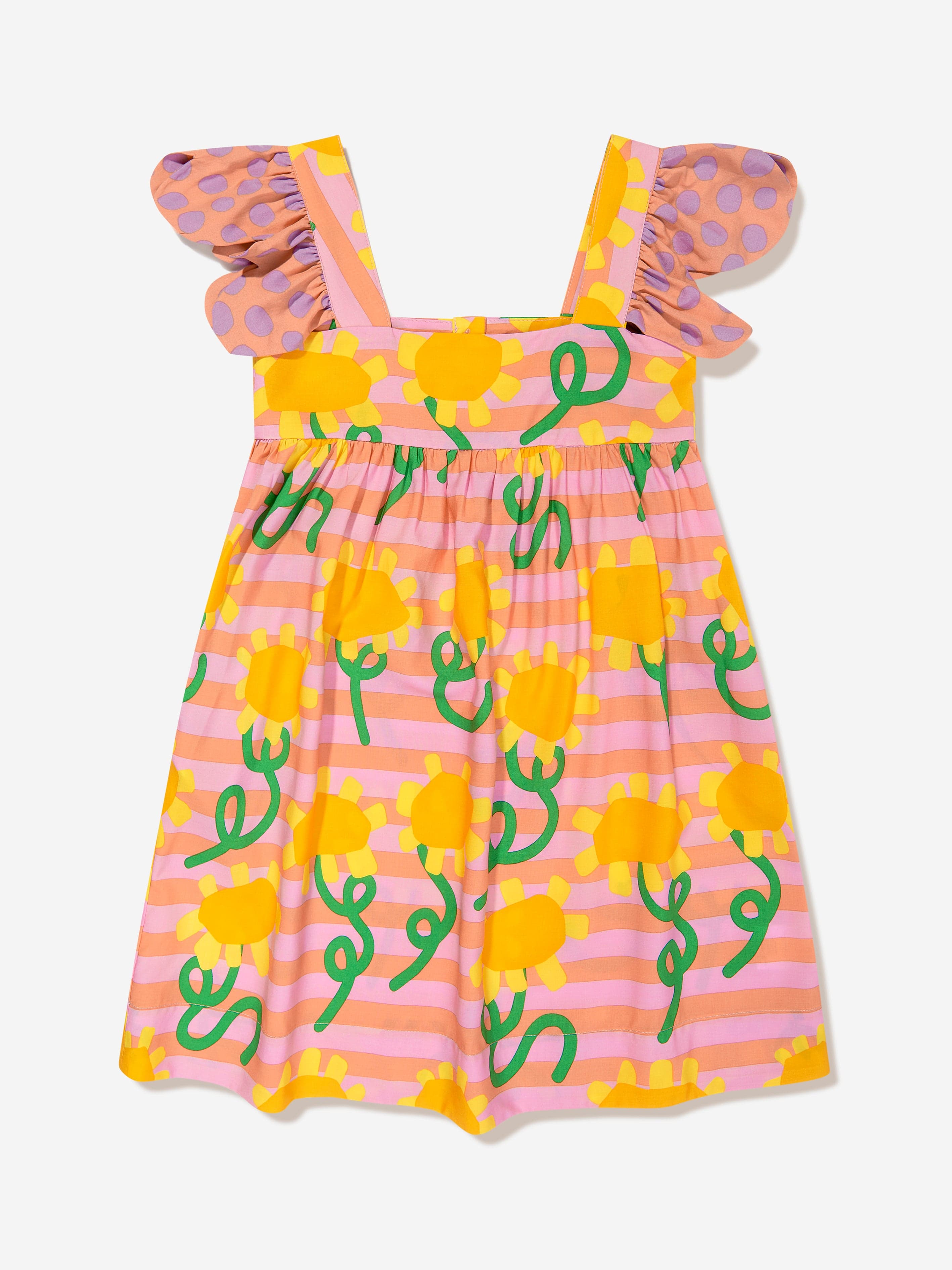 Stella McCartney Girls Striped Flower Dress in Multicolour