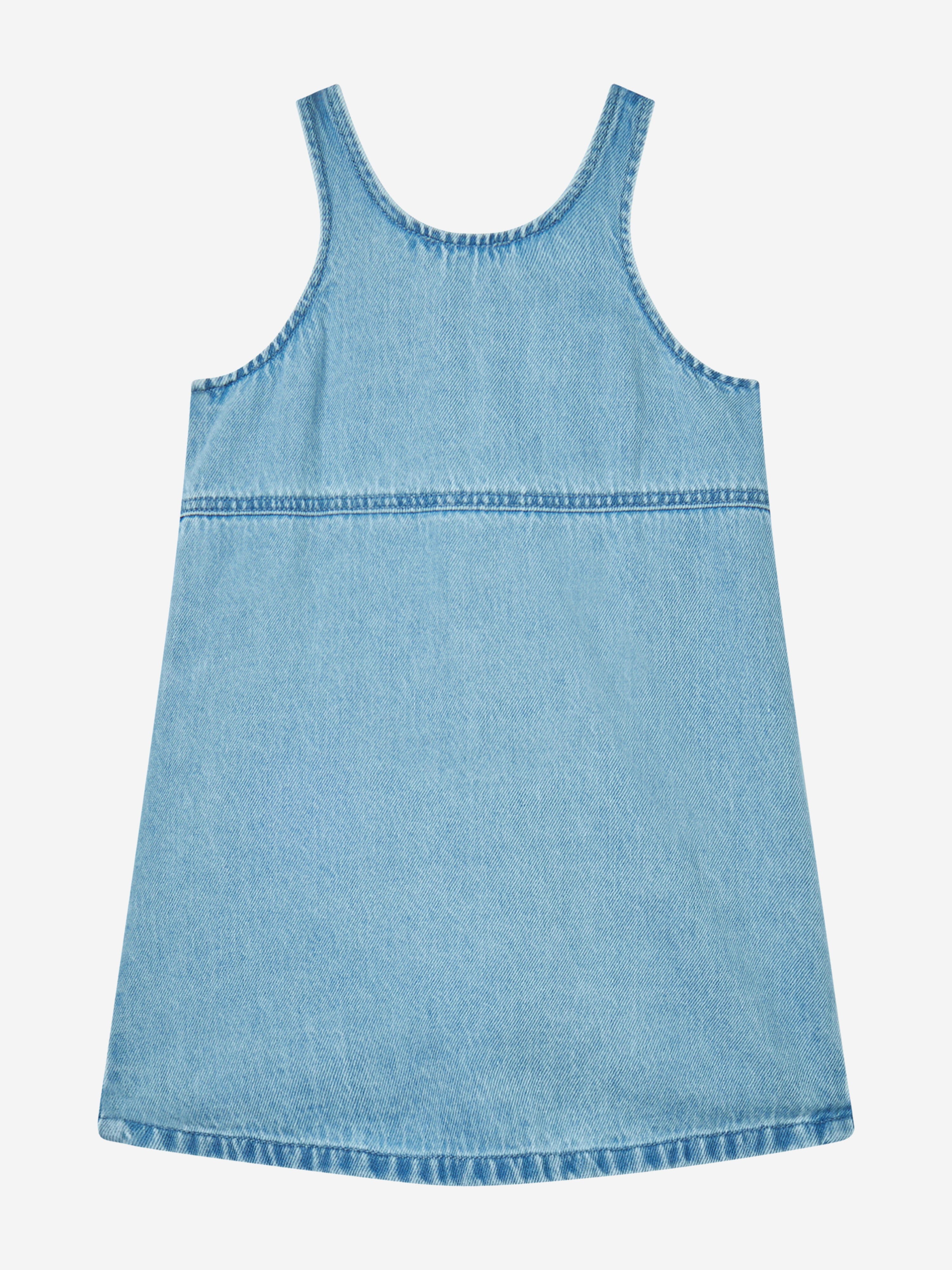 Girls Chambray Jewelled Dress in Blue