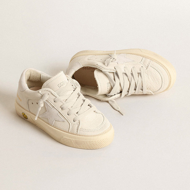Boys & Girls White "MAY" Star Shoes