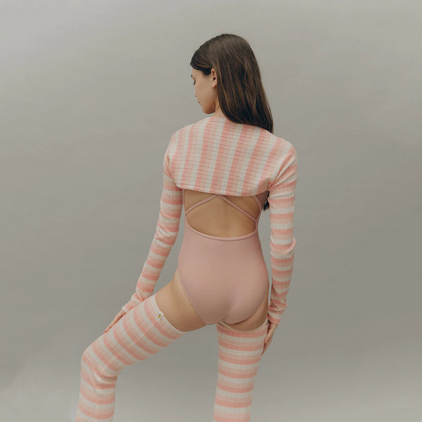 Girls Pink Stripes Ballet Shoulder Warmer