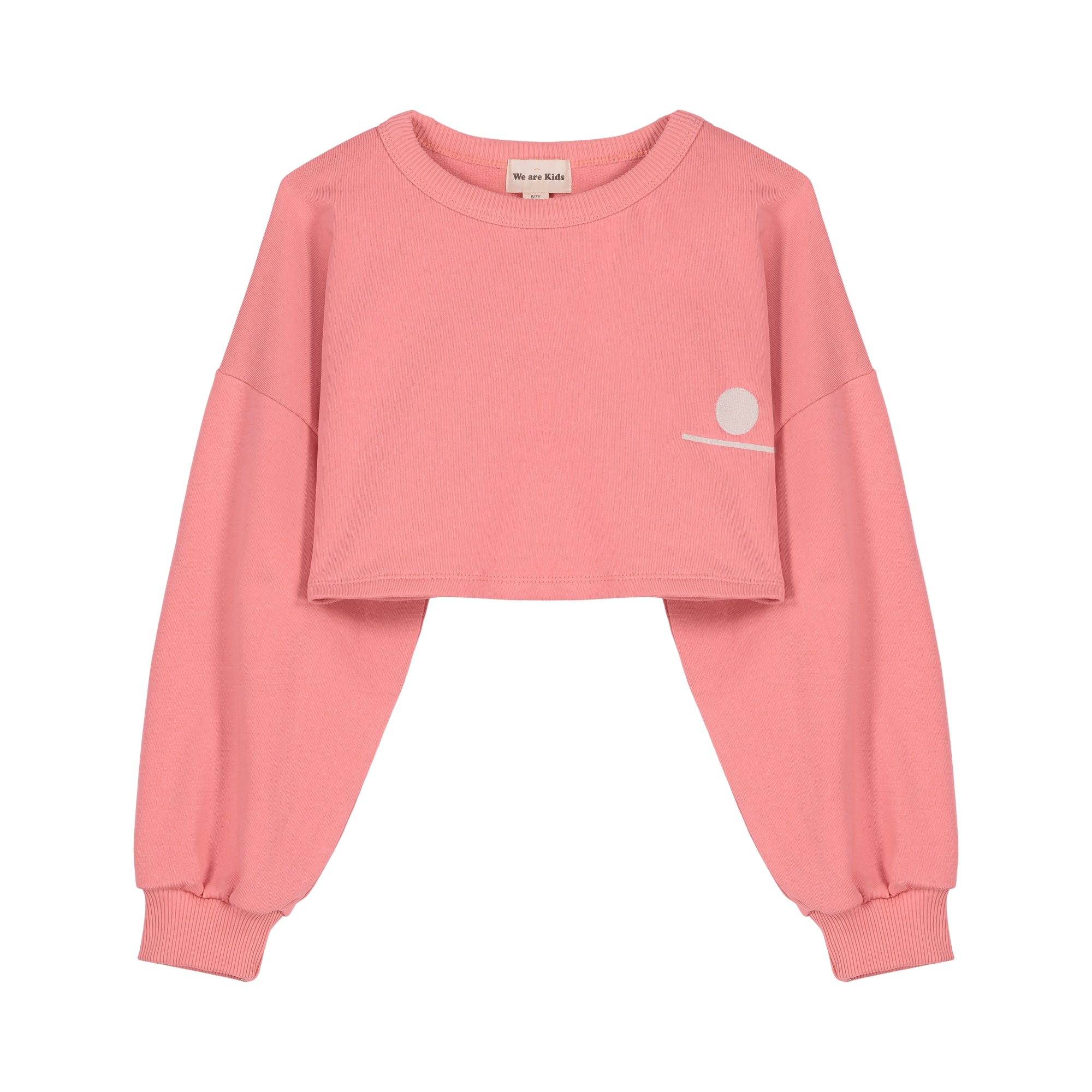 Girls Pink Cotton Crop Sweatshirt