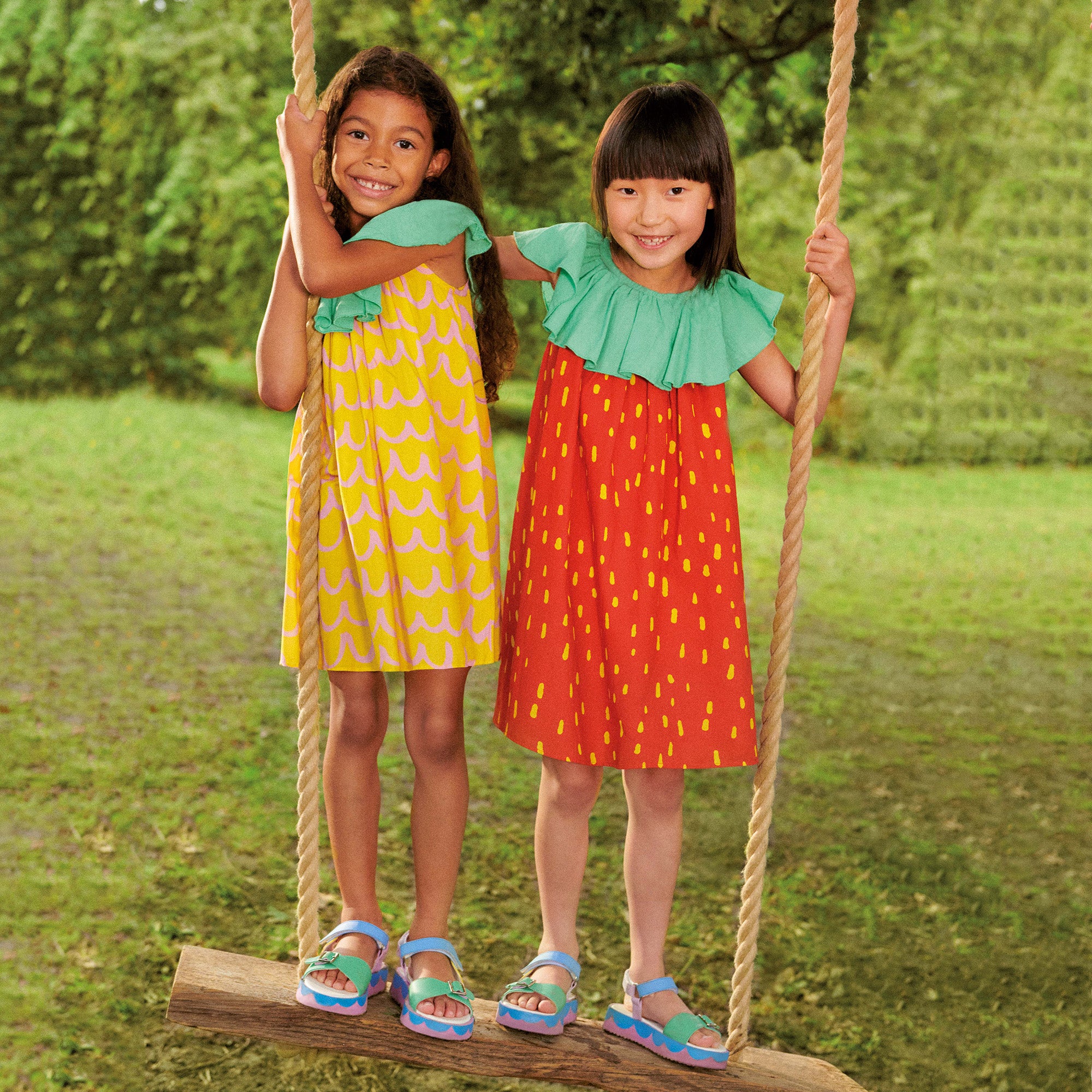 Girls Red Ruffled Cotton Dress