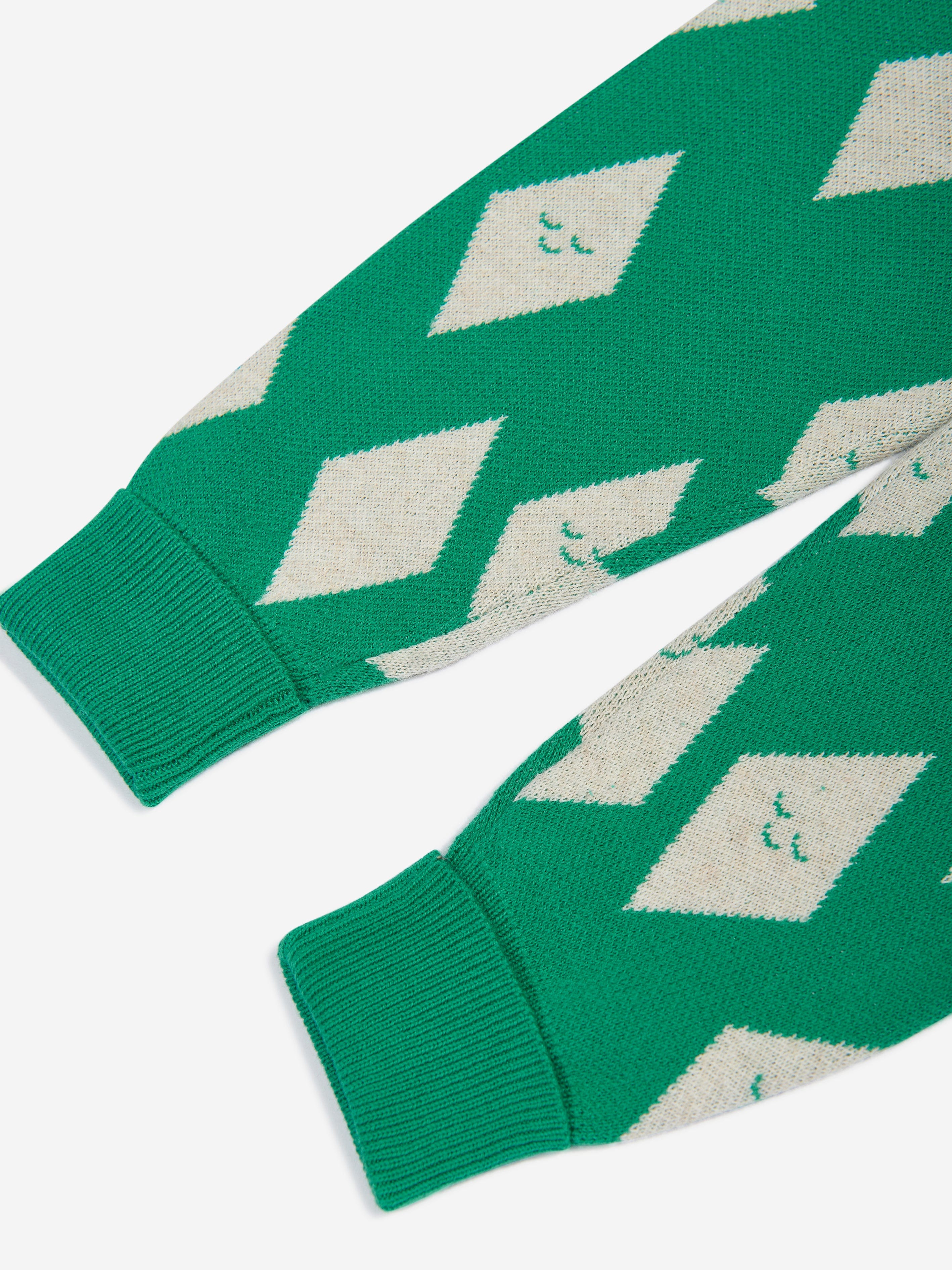 Kids Alden Diamond Knit Joggers in Green