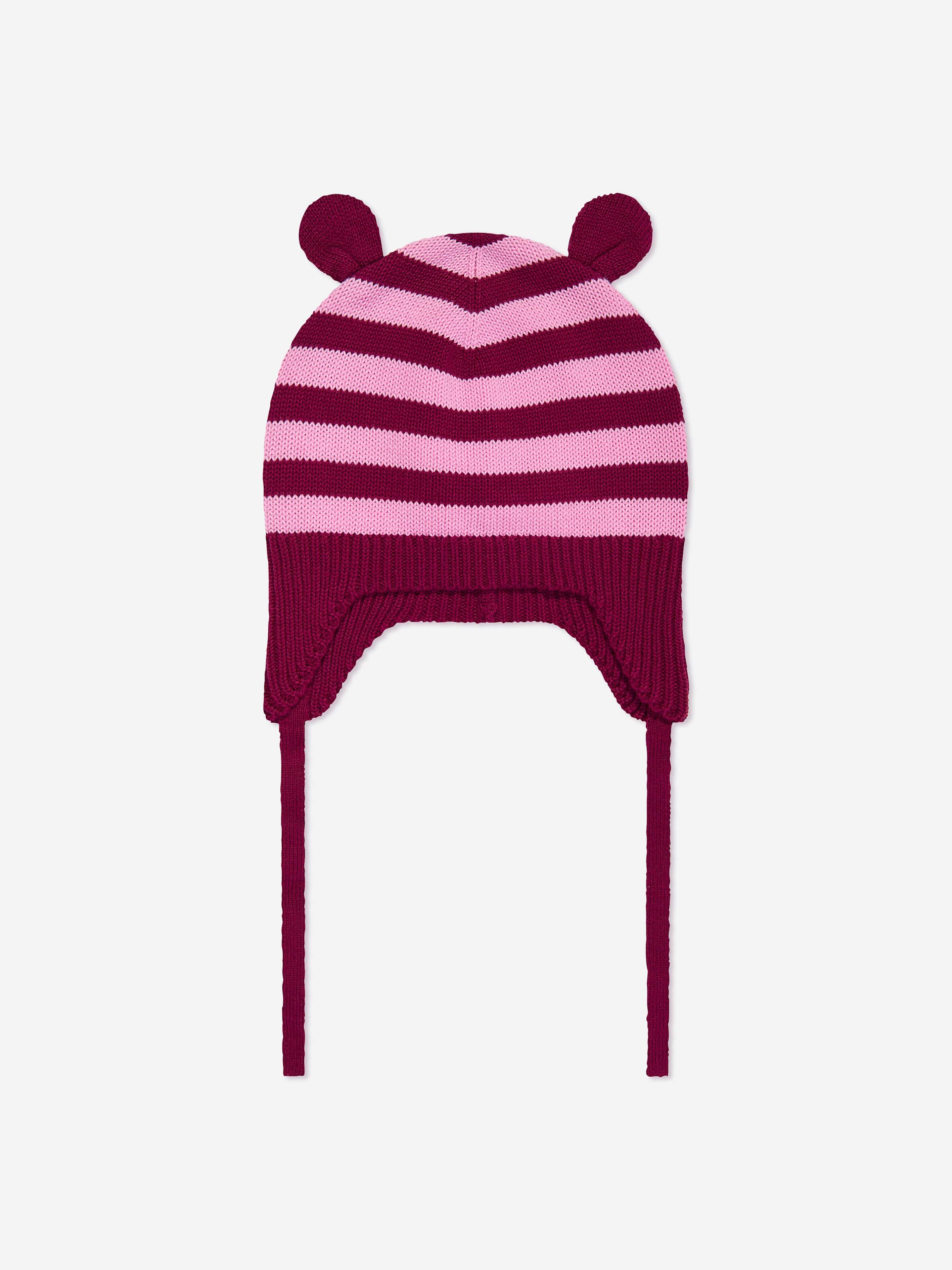 Baby Girls Damson Knit Hat With Ears in Purple