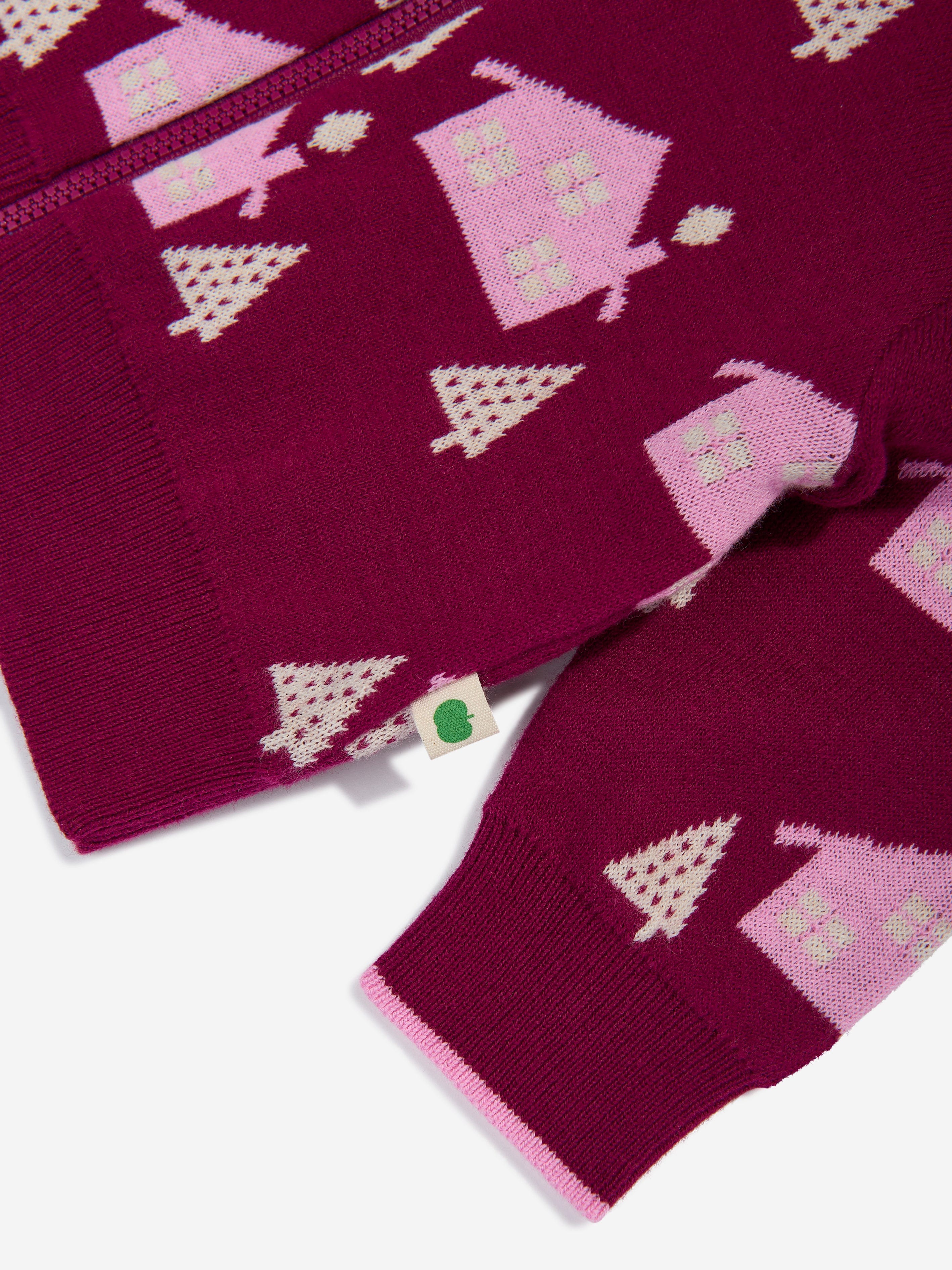 Girls Fir Cabin Knit Cardigan in Purple