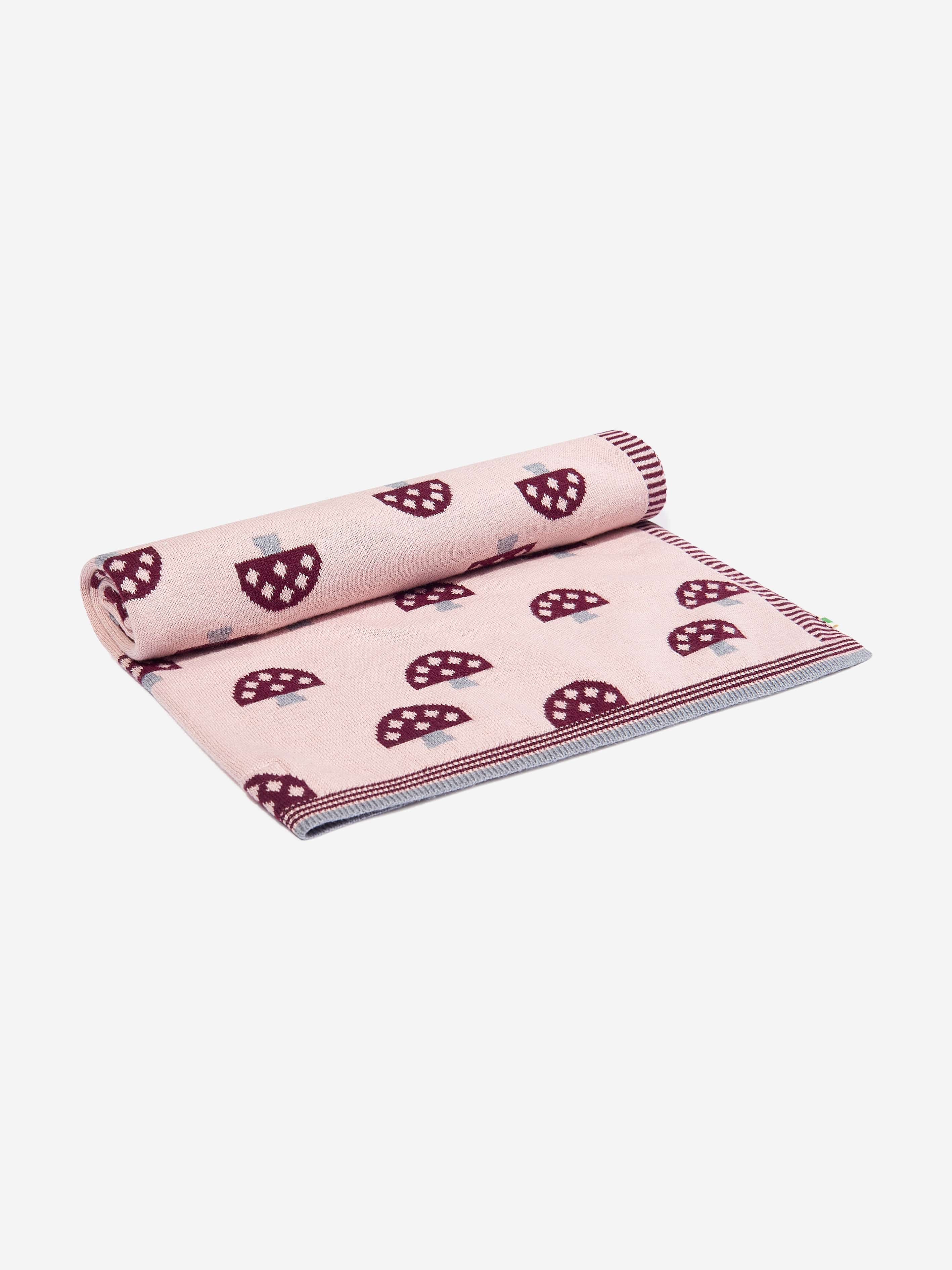 Baby Girls Scout Mushroom Knit Shawl in Pink