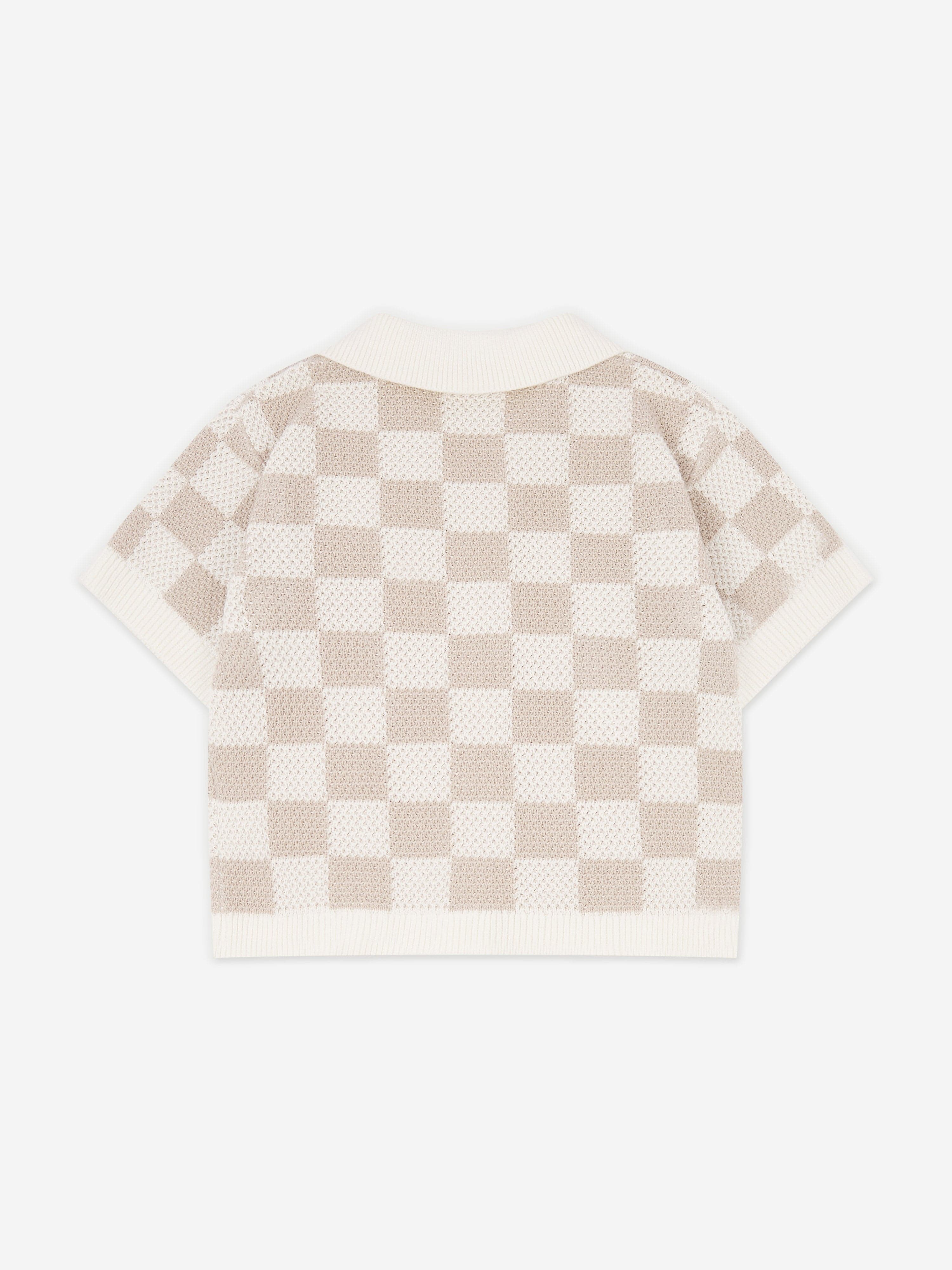 The Couture Club Kids Knitted Checkerboard Shirt in Ivory