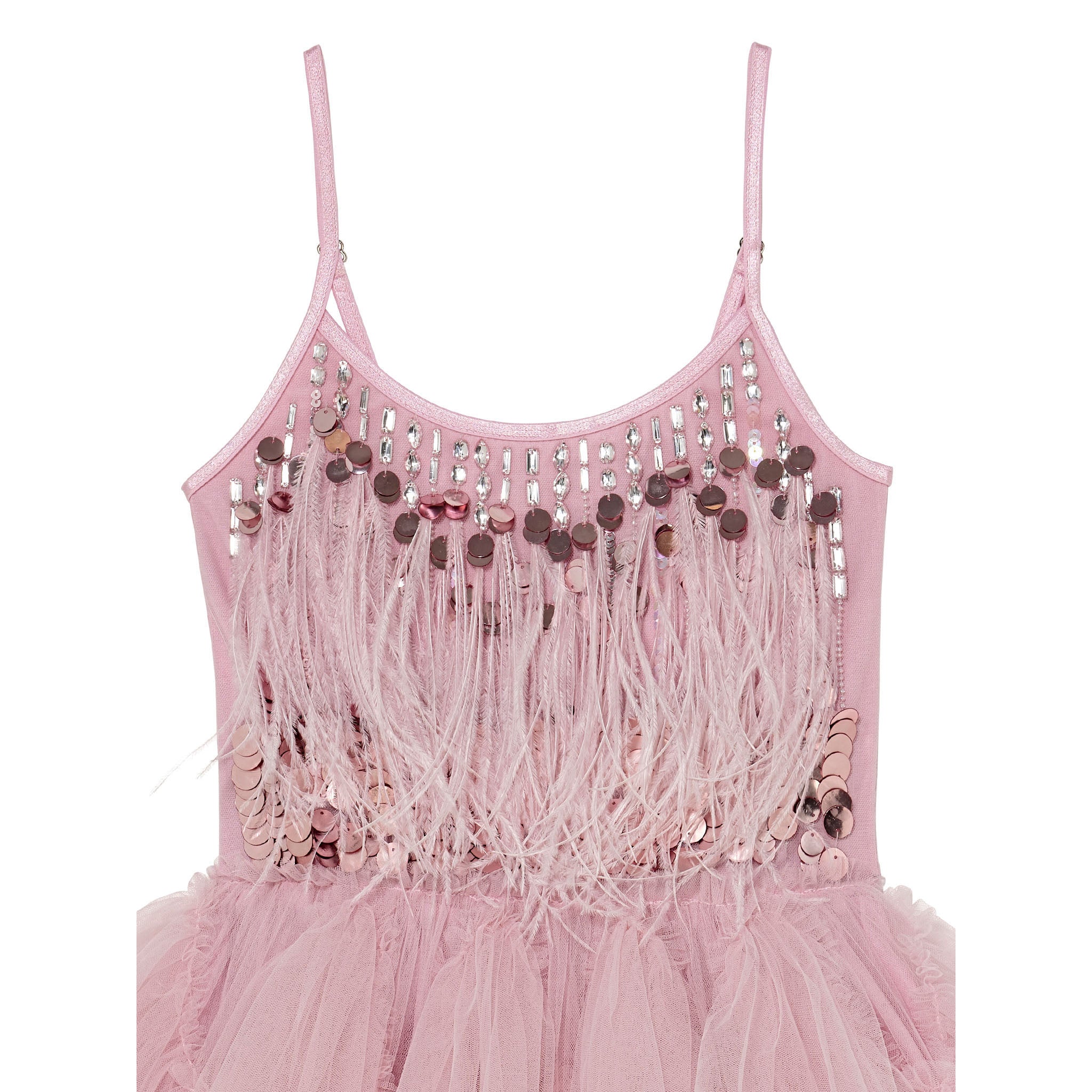 Girls Pink Feathered Tutu Dress