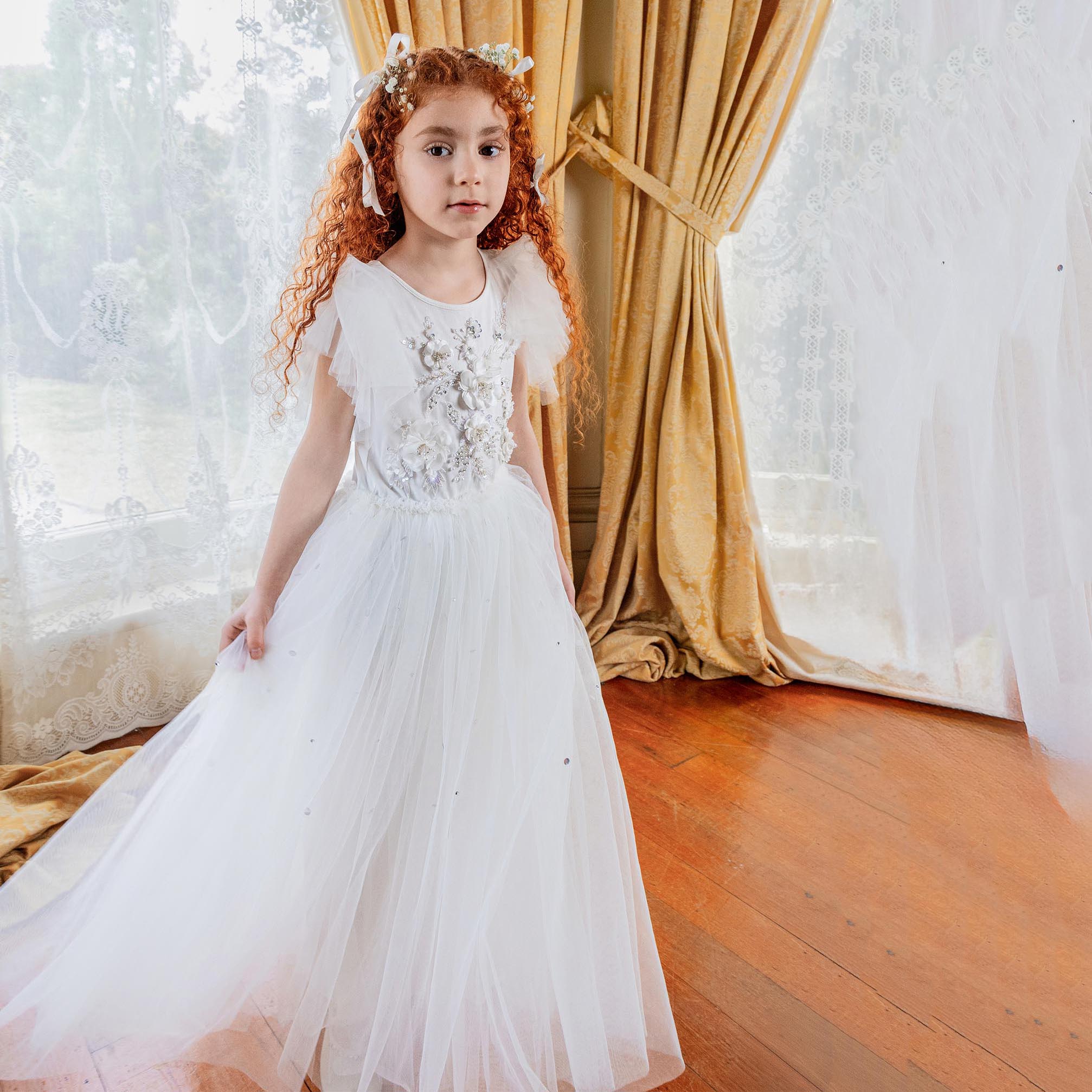 Girls White Garden Soiree Tutu Dress
