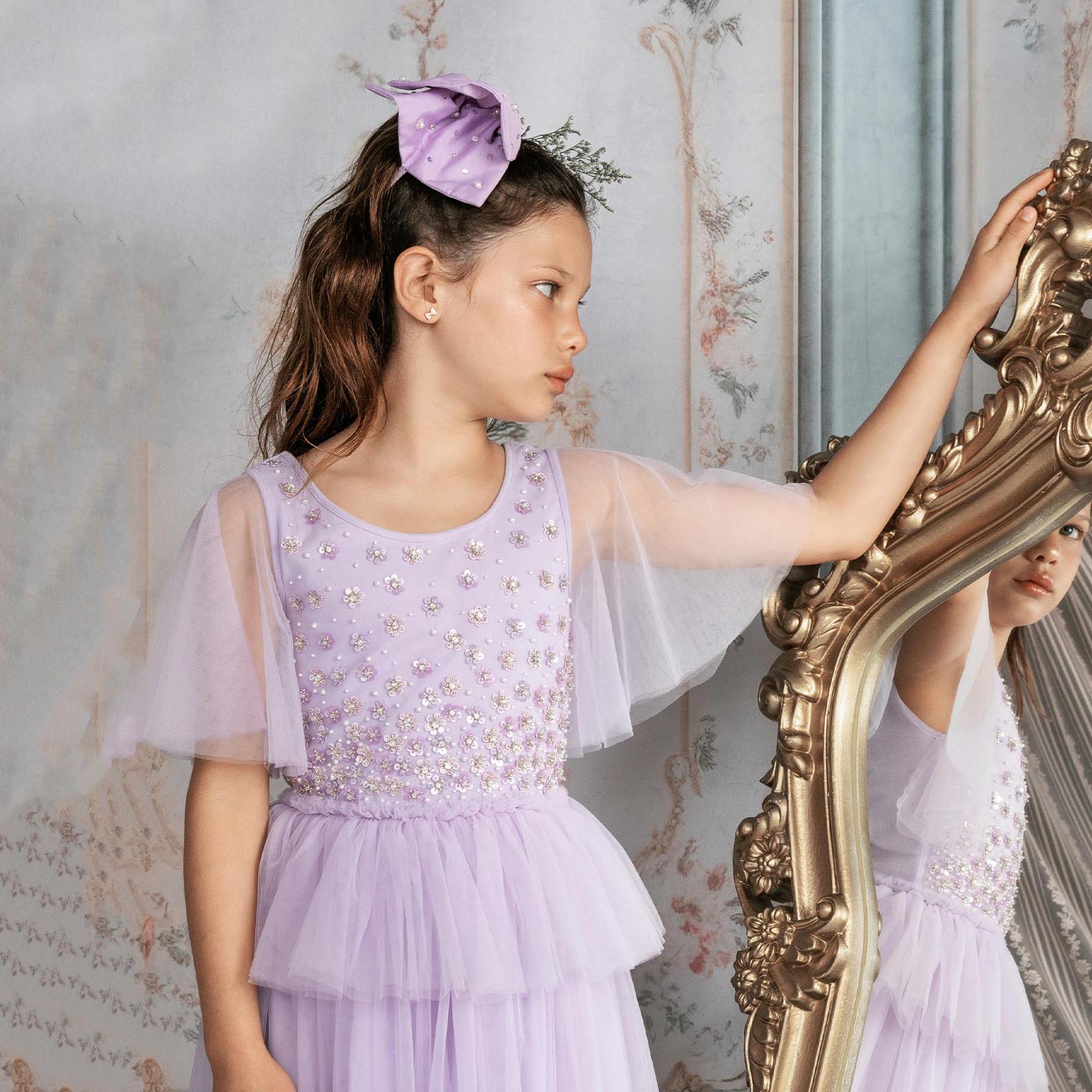 Girls Mauve Crystals Masquerade Headband