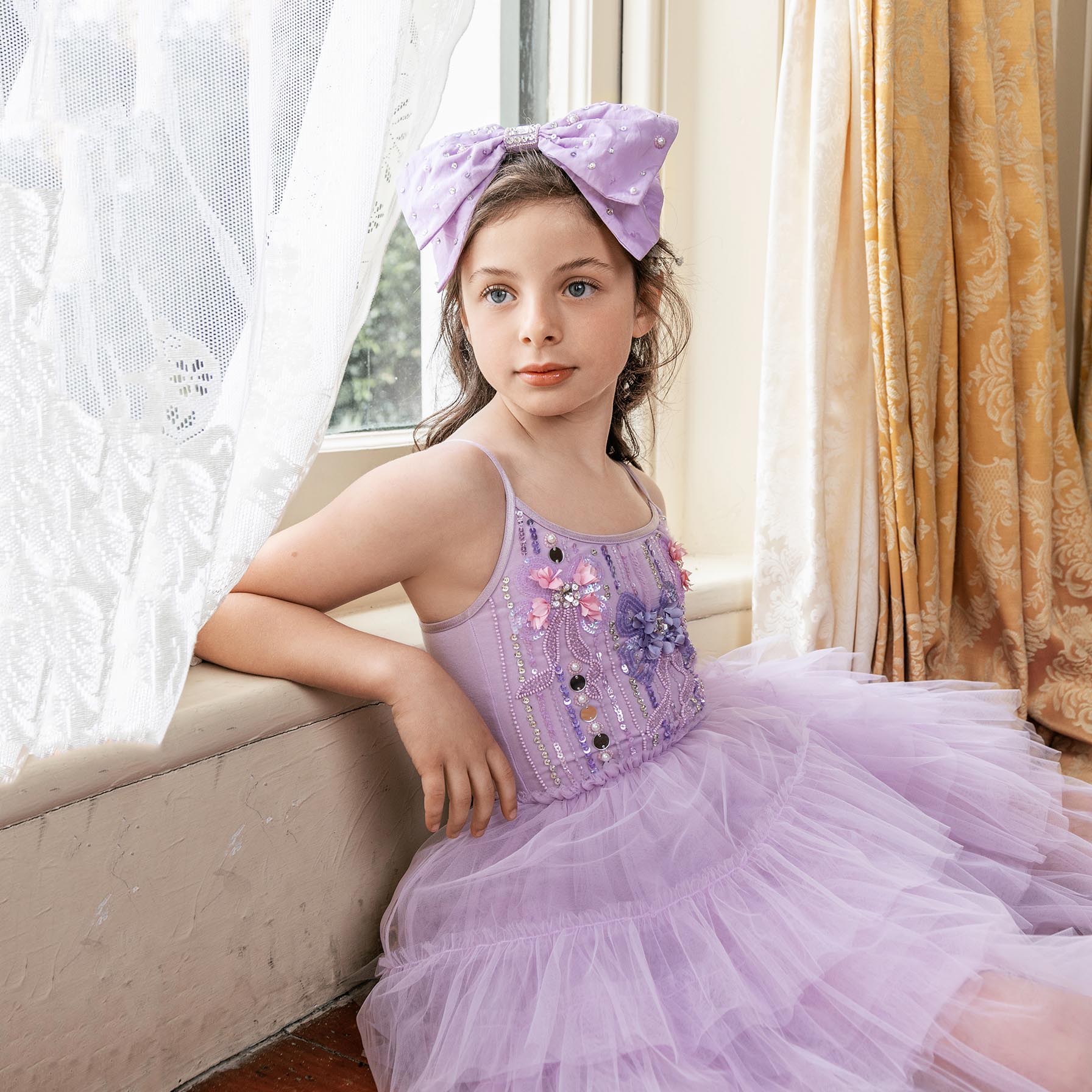 Girls Mauve Crystals Masquerade Headband