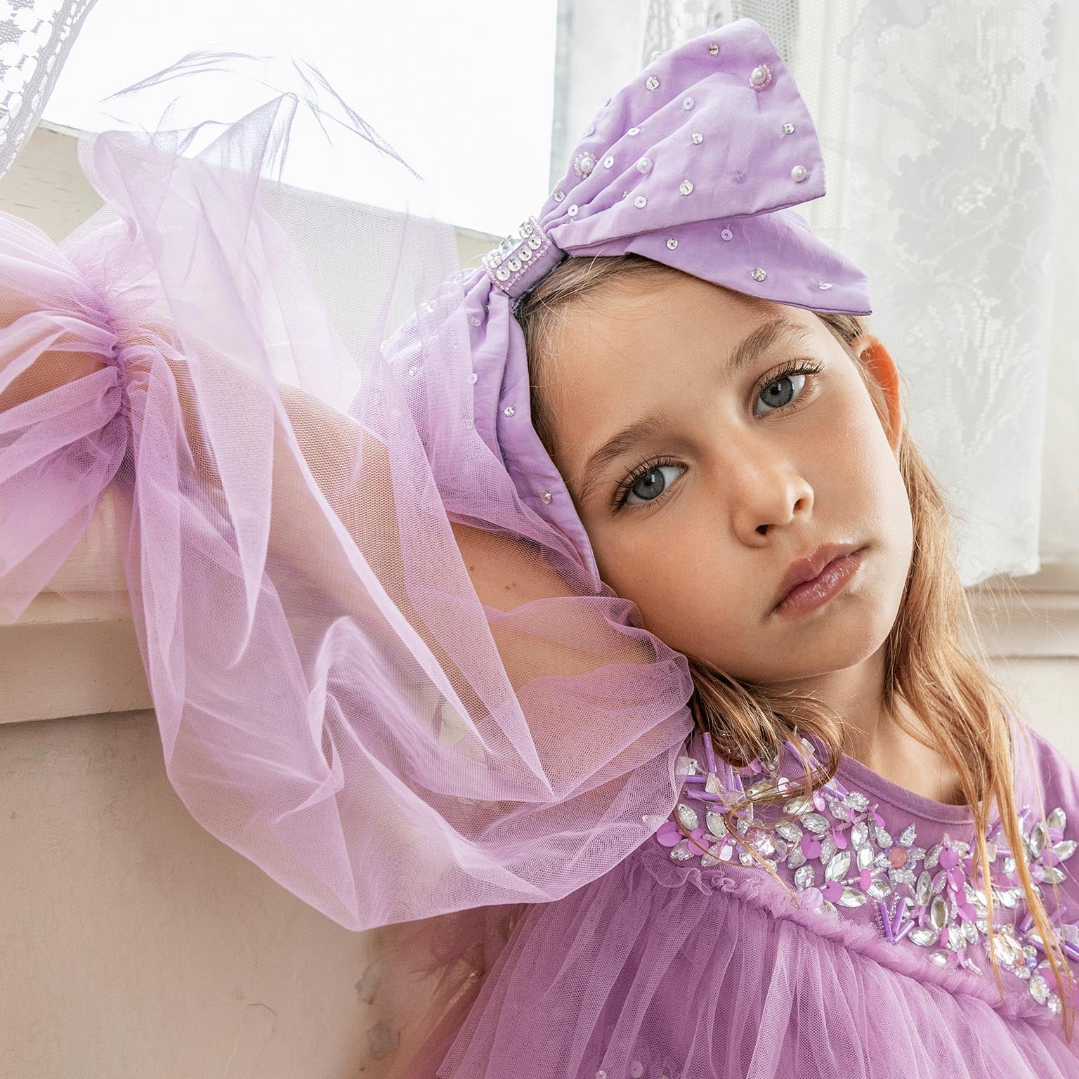 Girls Mauve Crystals Masquerade Headband