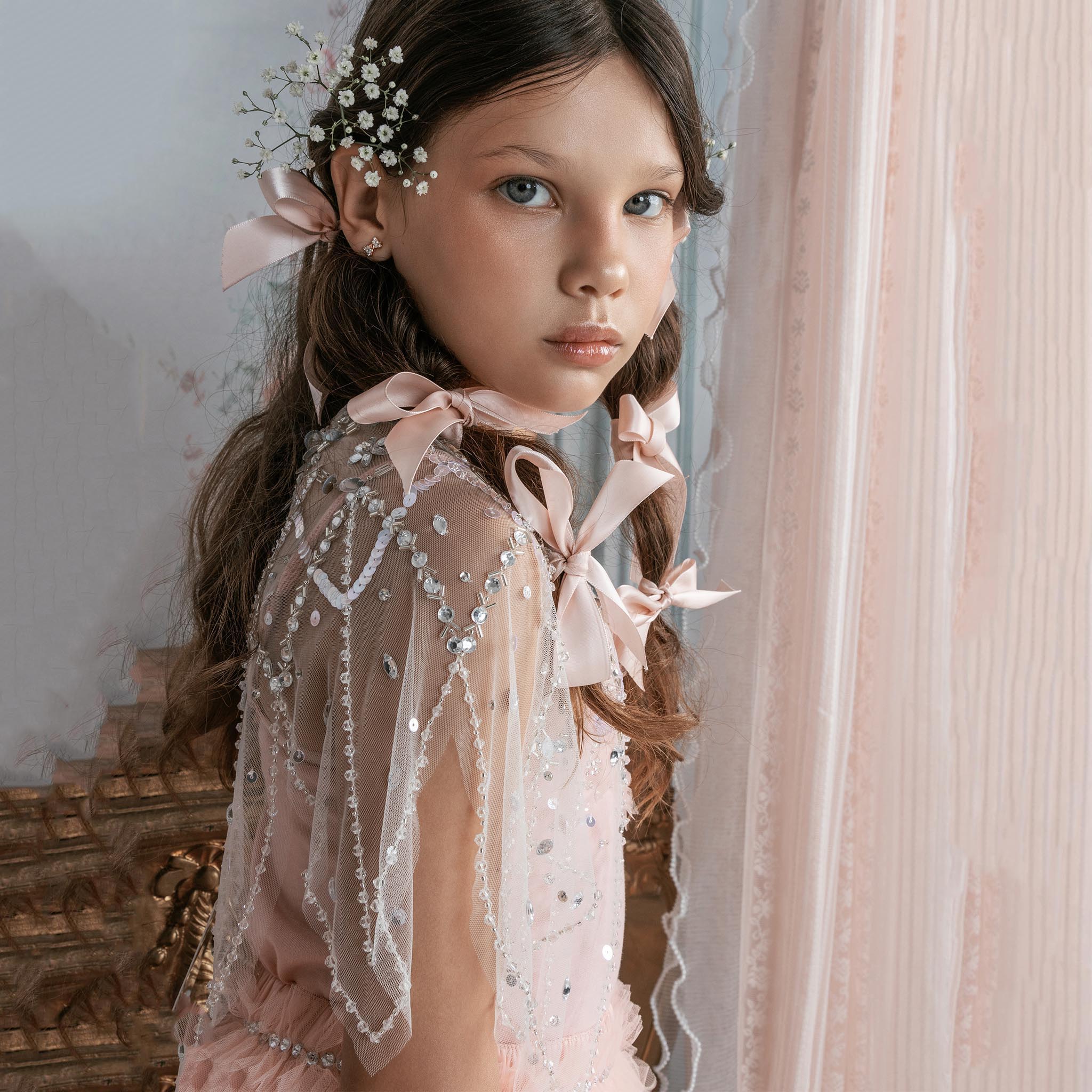 Girls White  Sequin Cape