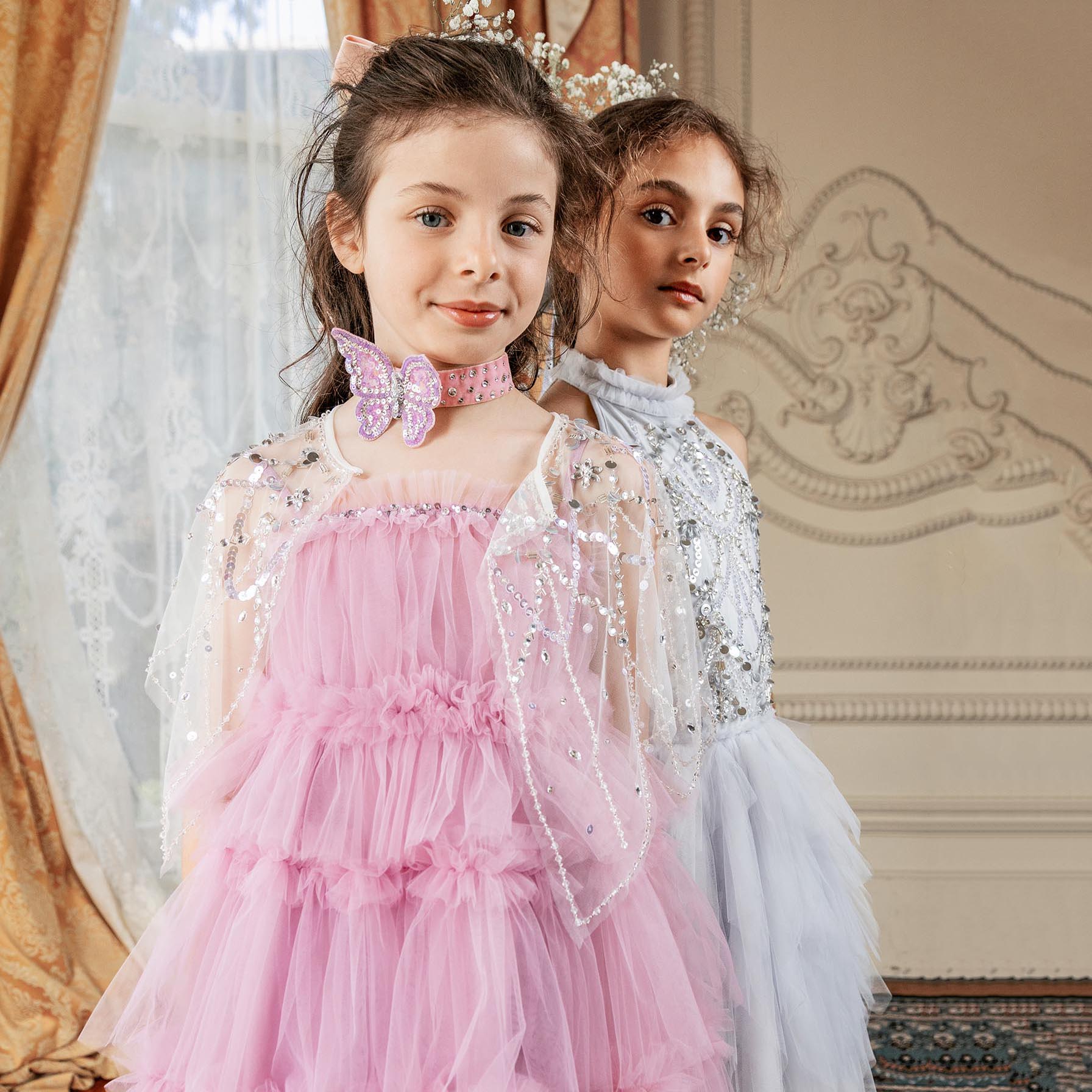 Girls White  Sequin Cape