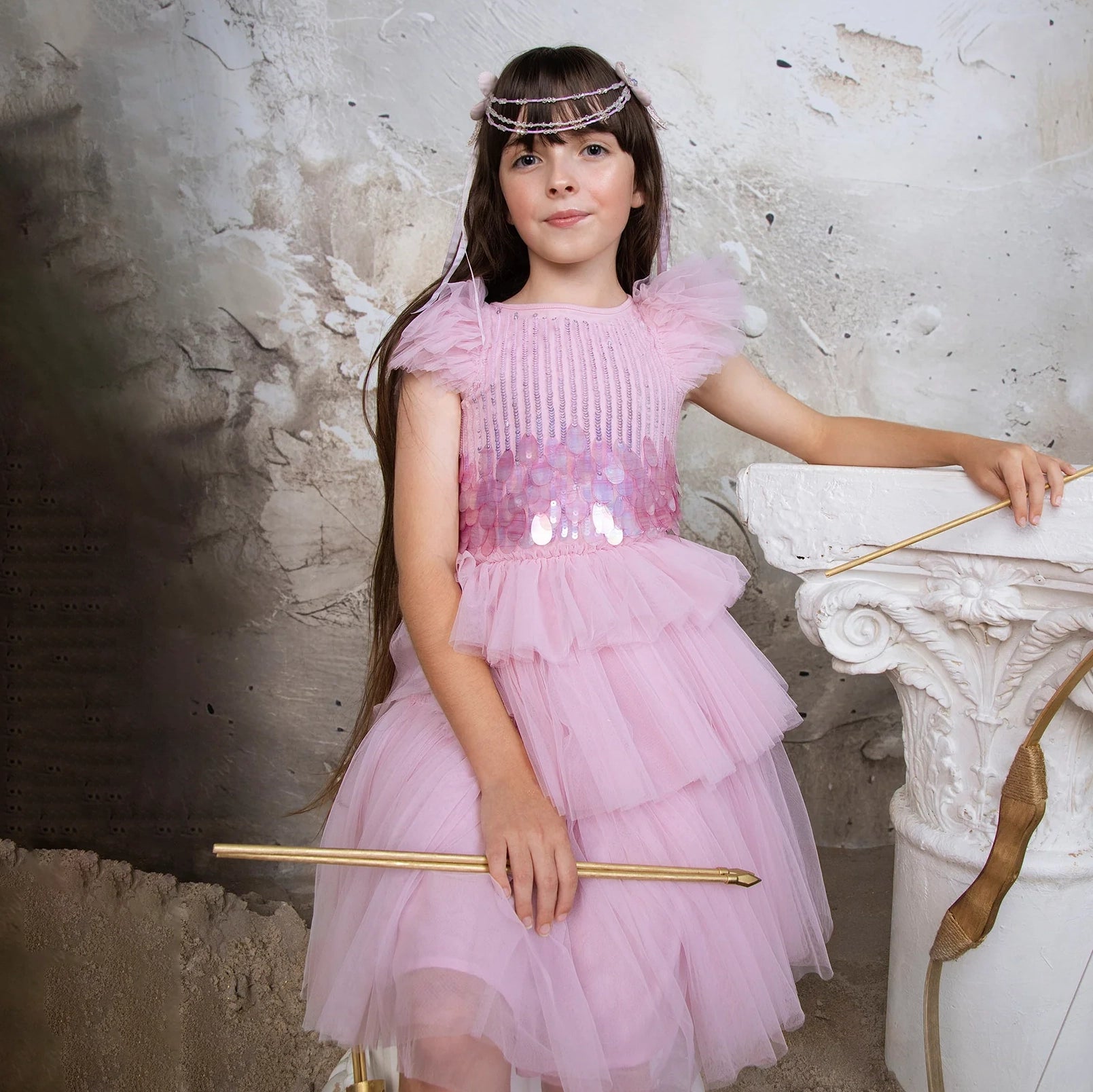 Girls Pink Sequins Tutu Dress