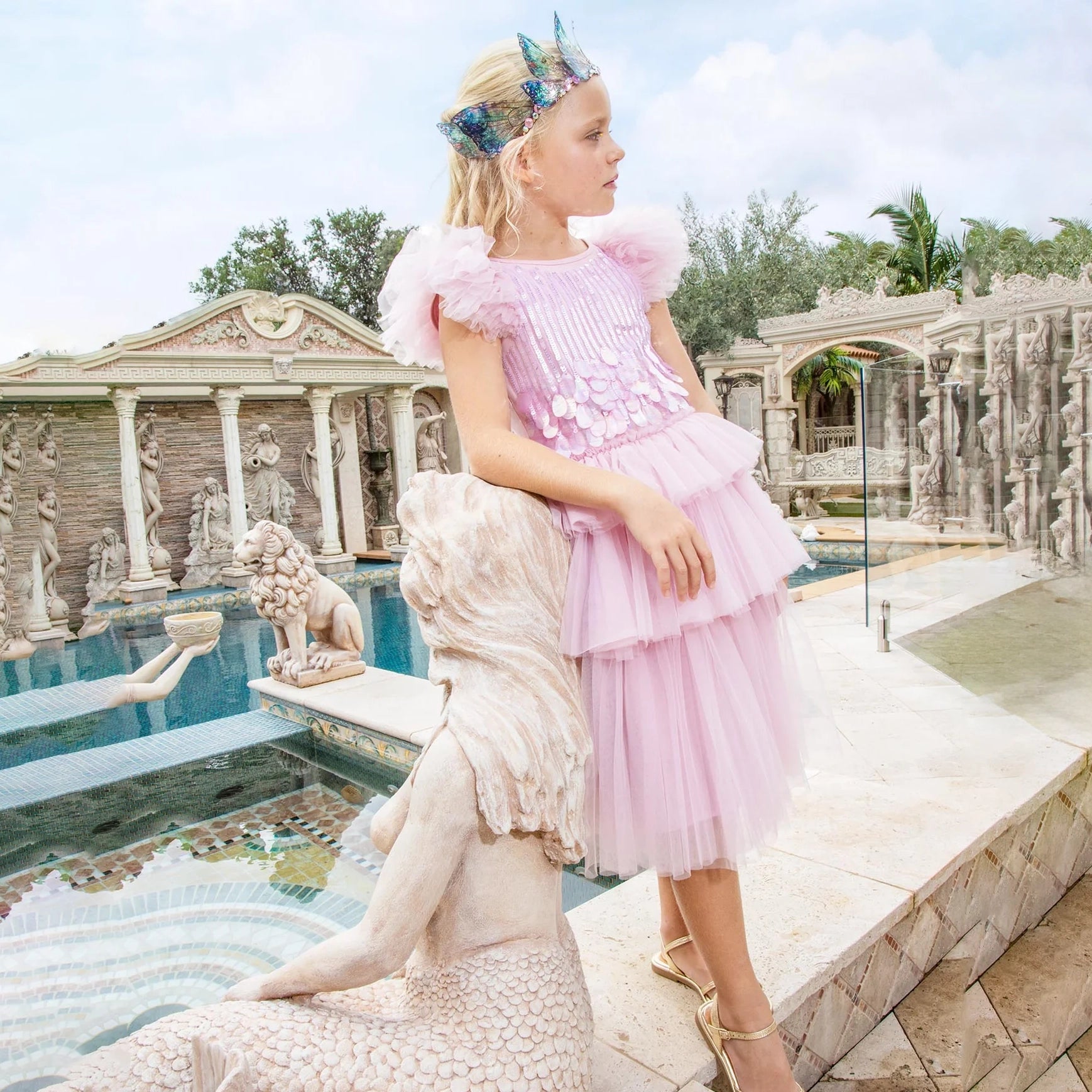 Girls Pink Sequins Tutu Dress