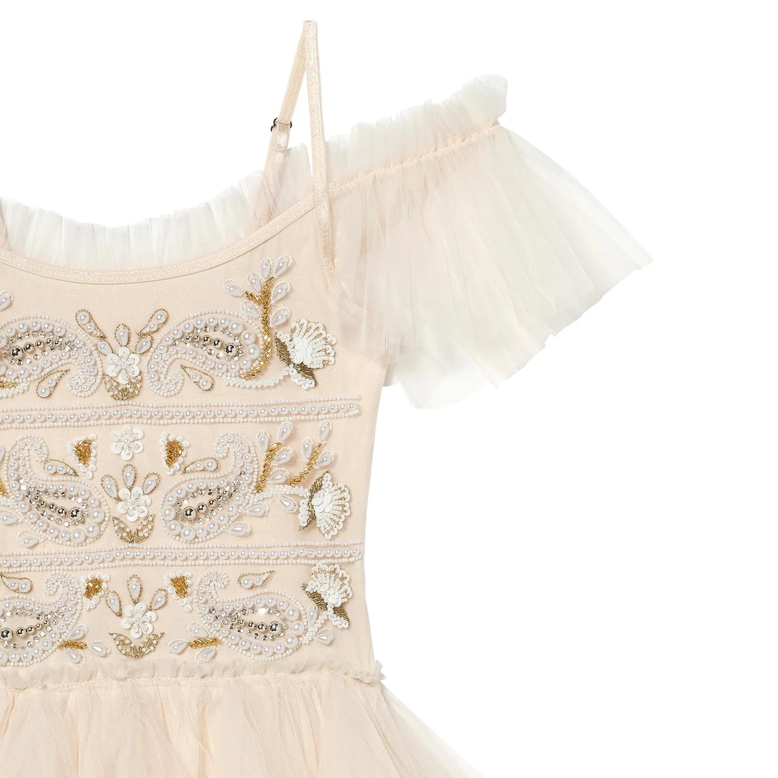 Girls Beige Pearls Tutu Dress