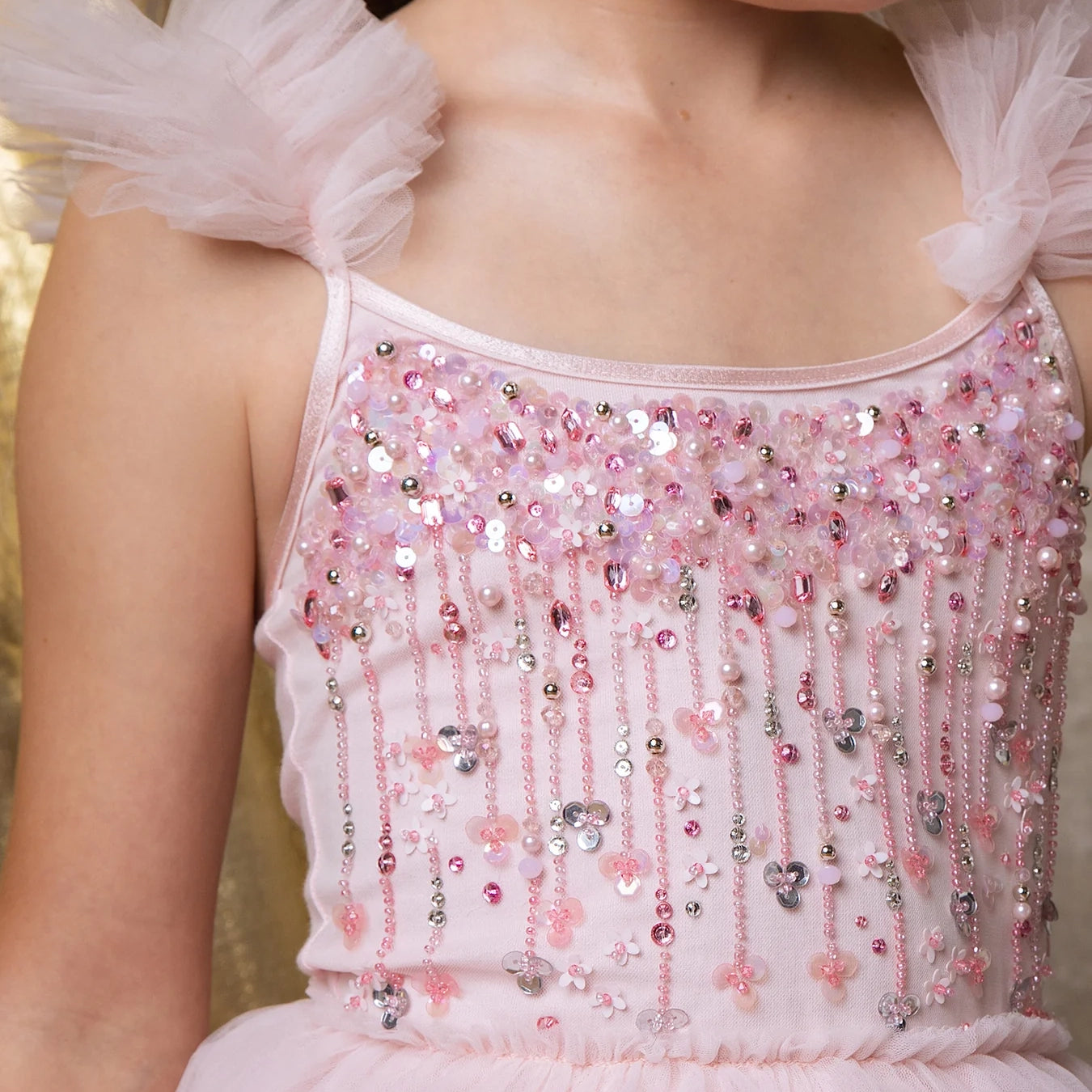 Girls Pink Beads Tutu Dress
