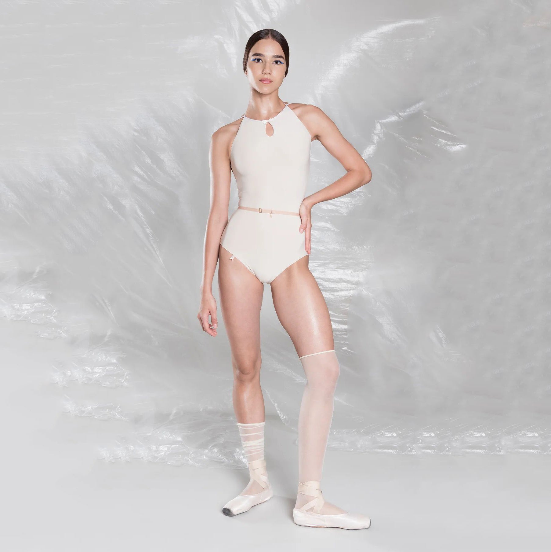 Women White "TEARDROP BOW" Ballet Onesies(252LE07VL/edelweiss)