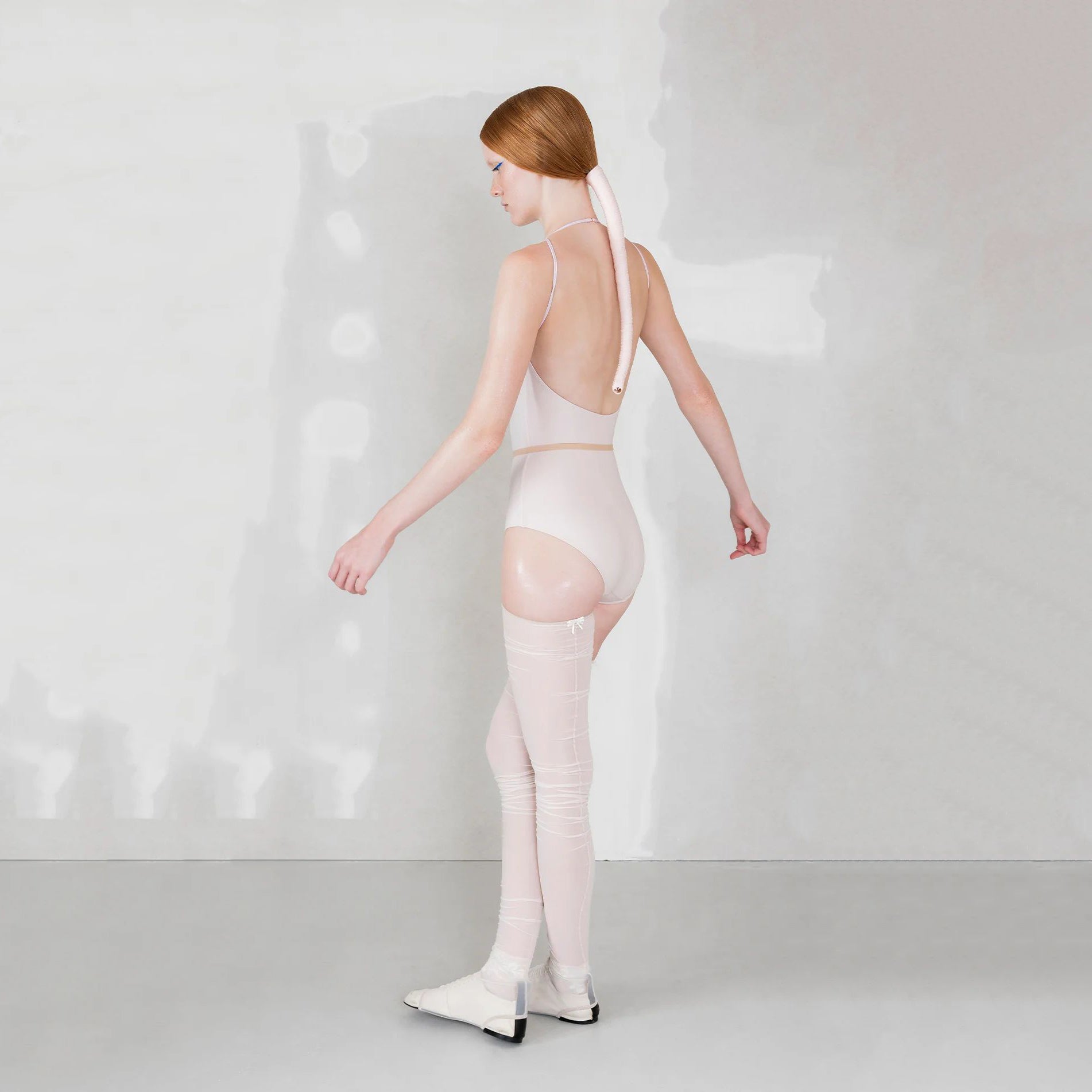 Women Pearl Blush "TEARDROP BOW" Ballet Onesies(252LE07VL/pearl blush)