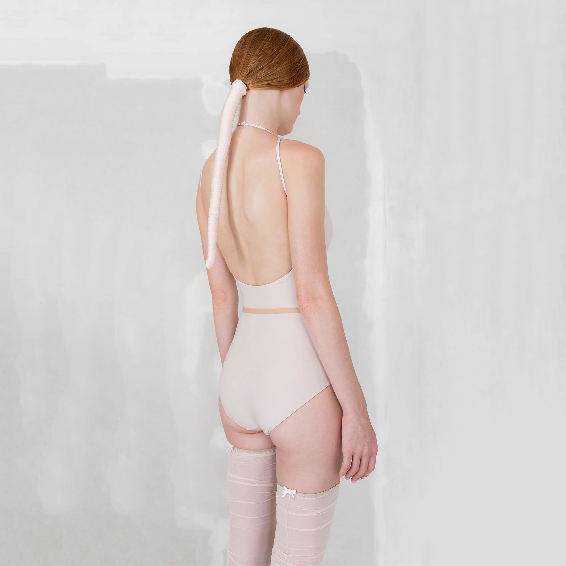 Women Pearl Blush "TEARDROP BOW" Ballet Onesies(252LE07VL/pearl blush)